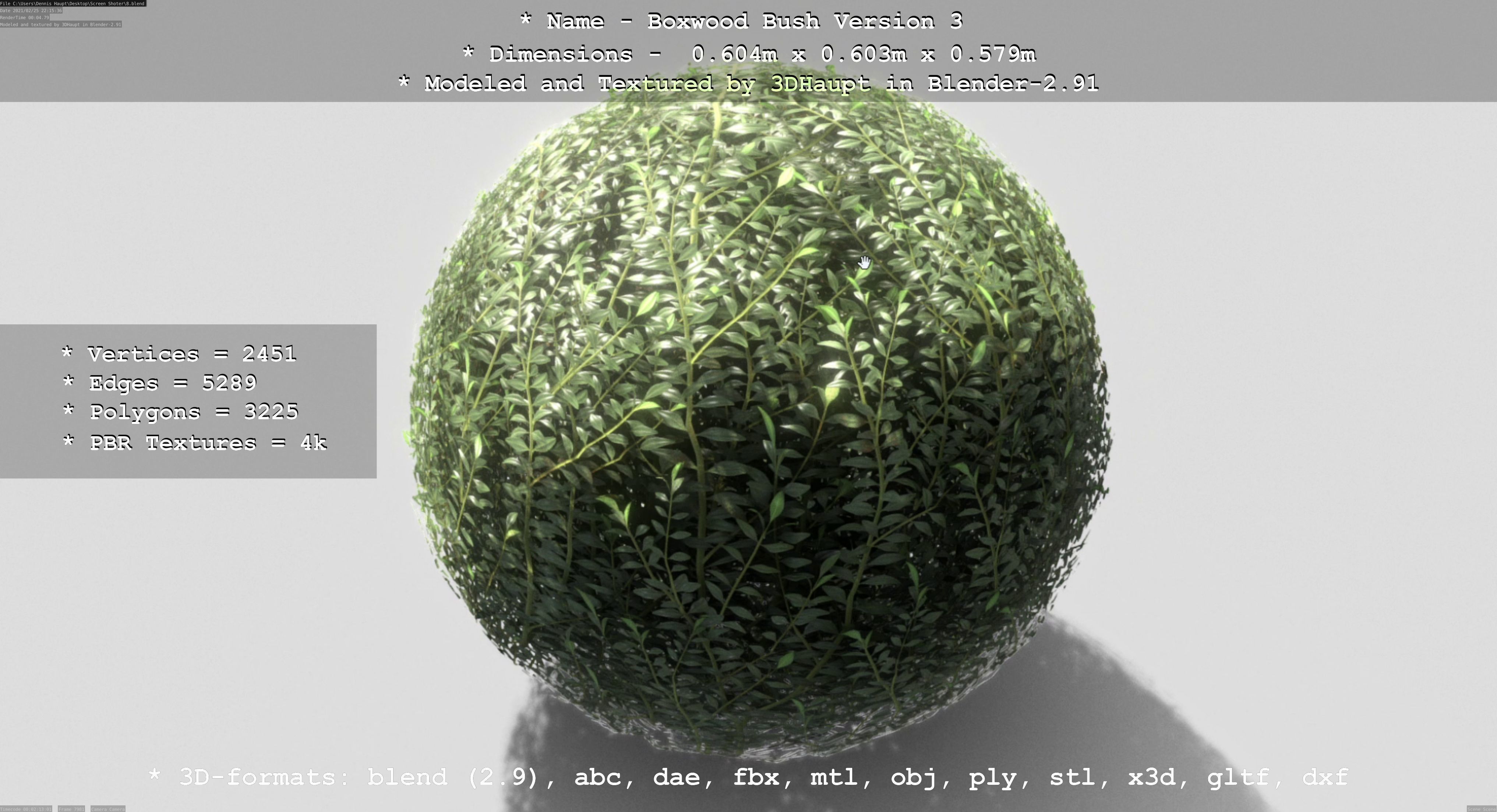 Low-Poly Boxwood Bush Version 3 Low-poly 3D model_25