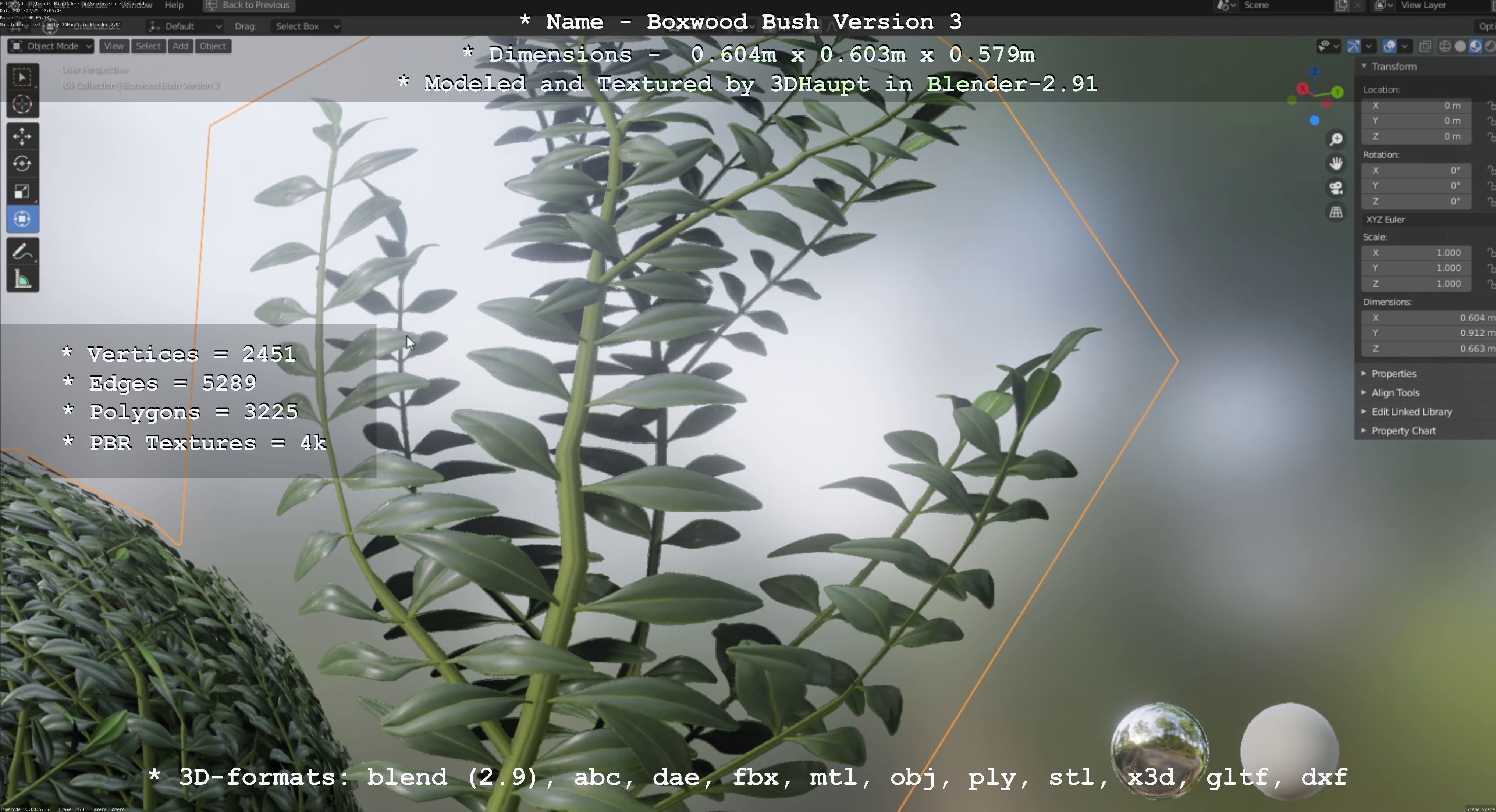 Low-Poly Boxwood Bush Version 3 Low-poly 3D model_48