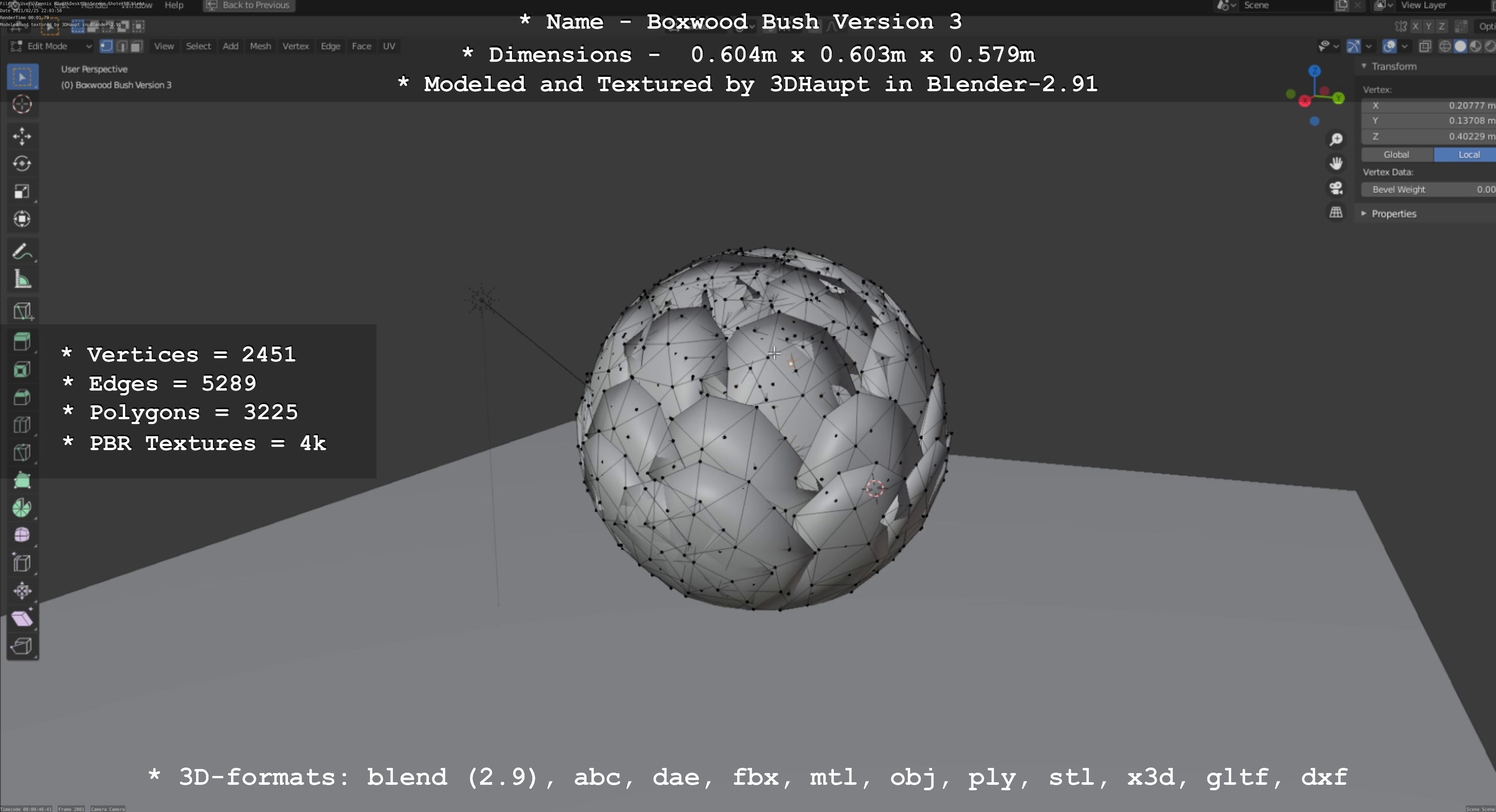 Low-Poly Boxwood Bush Version 3 Low-poly 3D model_119