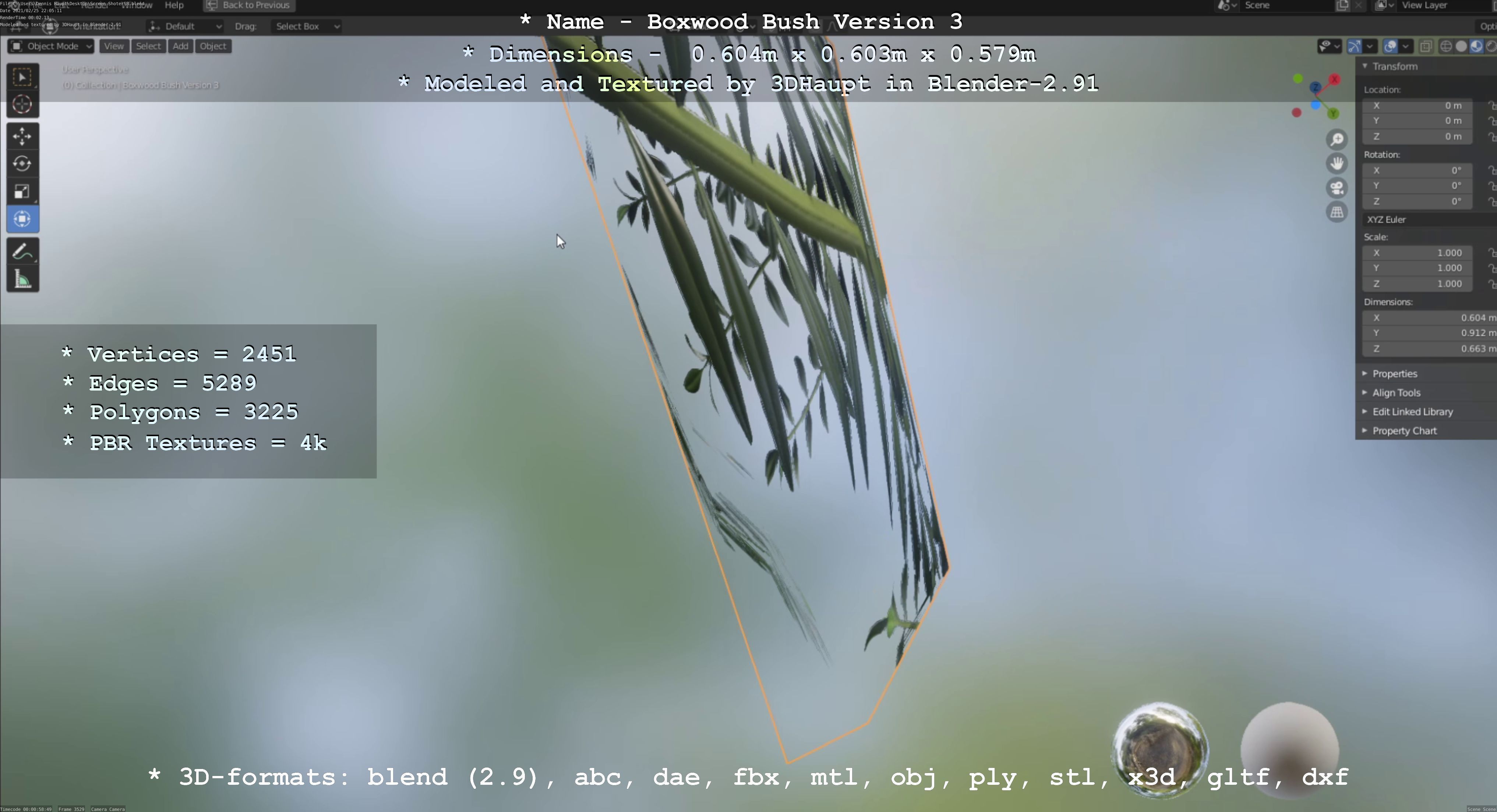 Low-Poly Boxwood Bush Version 3 Low-poly 3D model_130