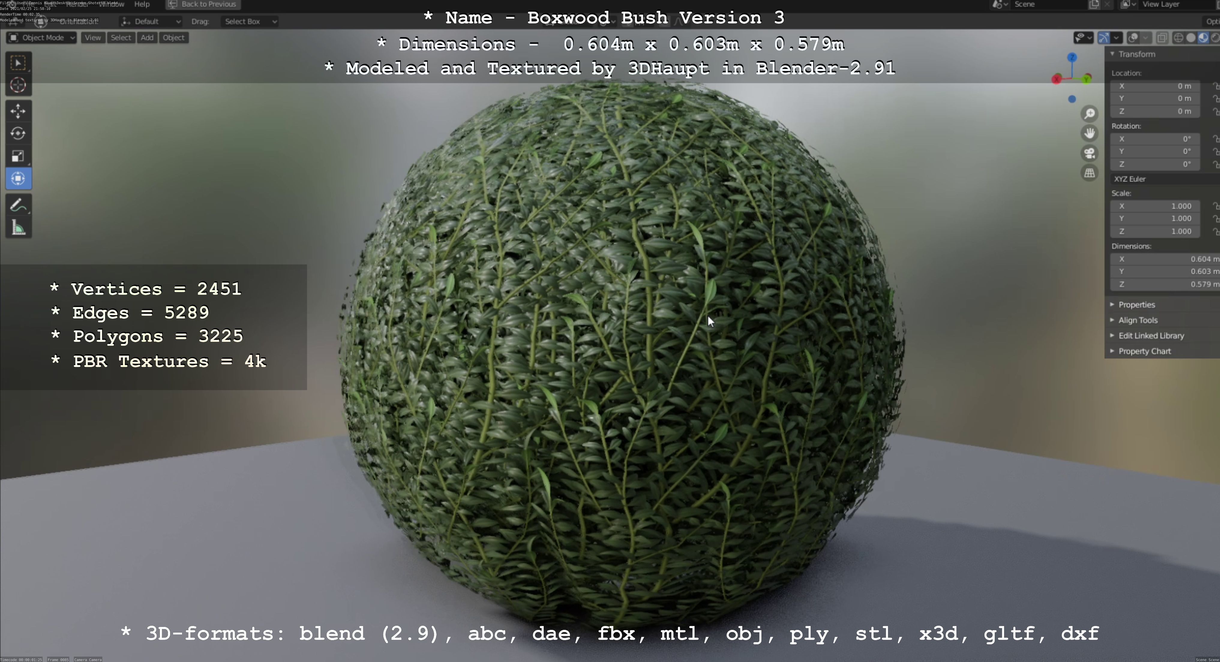 Low-Poly Boxwood Bush Version 3 Low-poly 3D model_28