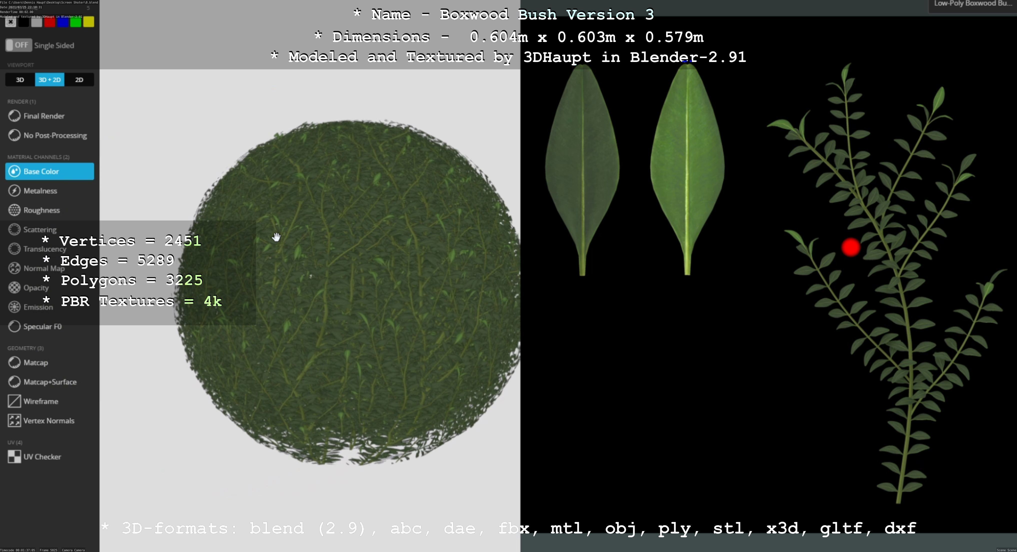 Low-Poly Boxwood Bush Version 3 Low-poly 3D model_14