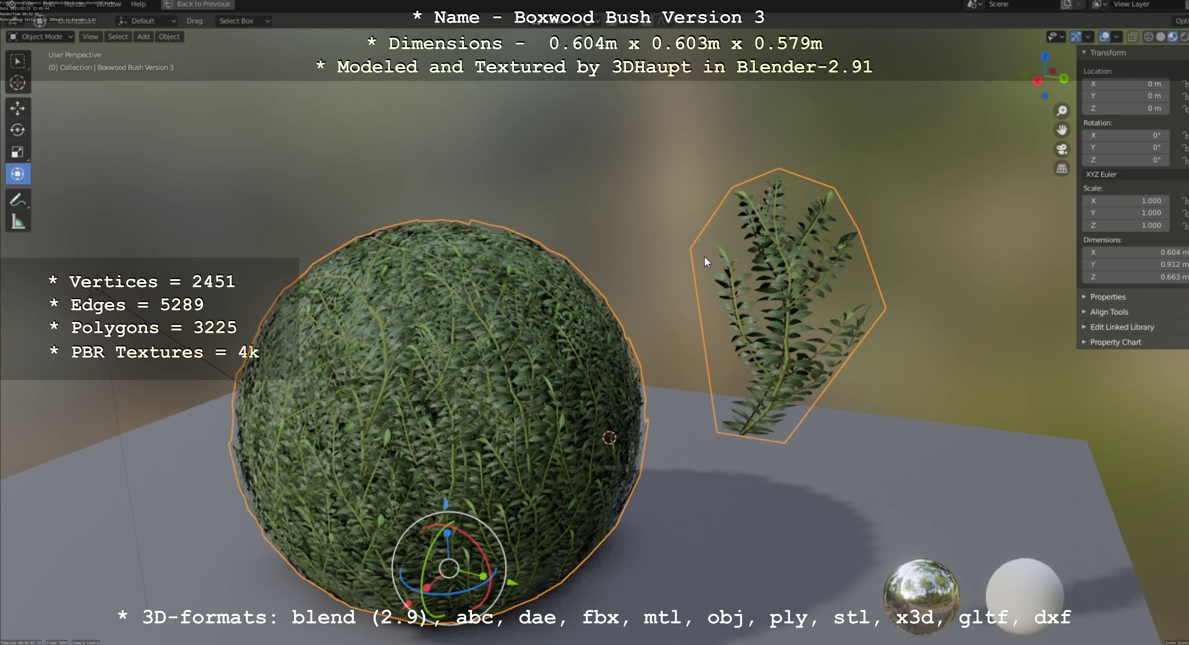 Low-Poly Boxwood Bush Version 3 Low-poly 3D model_134