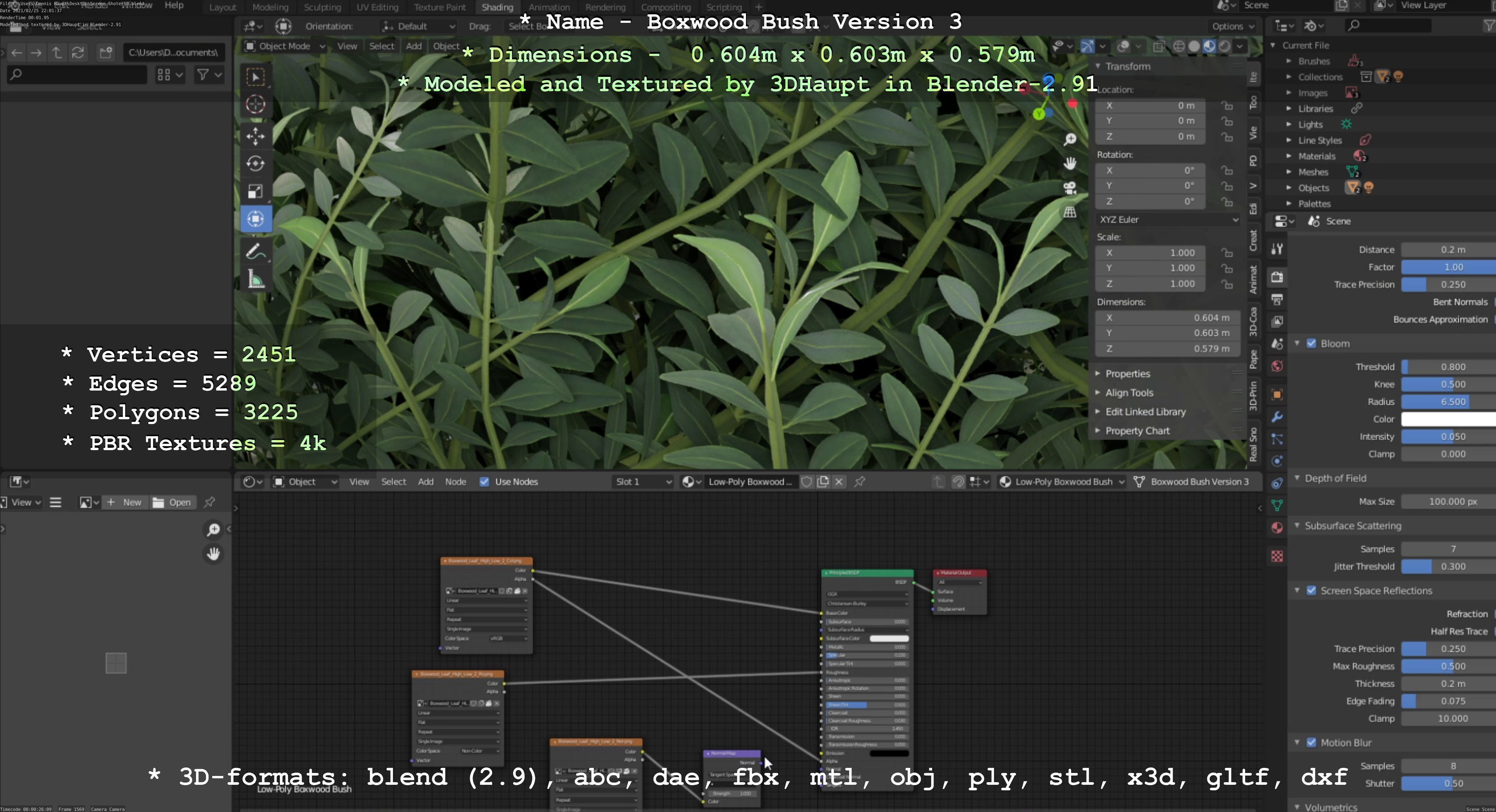 Low-Poly Boxwood Bush Version 3 Low-poly 3D model_99