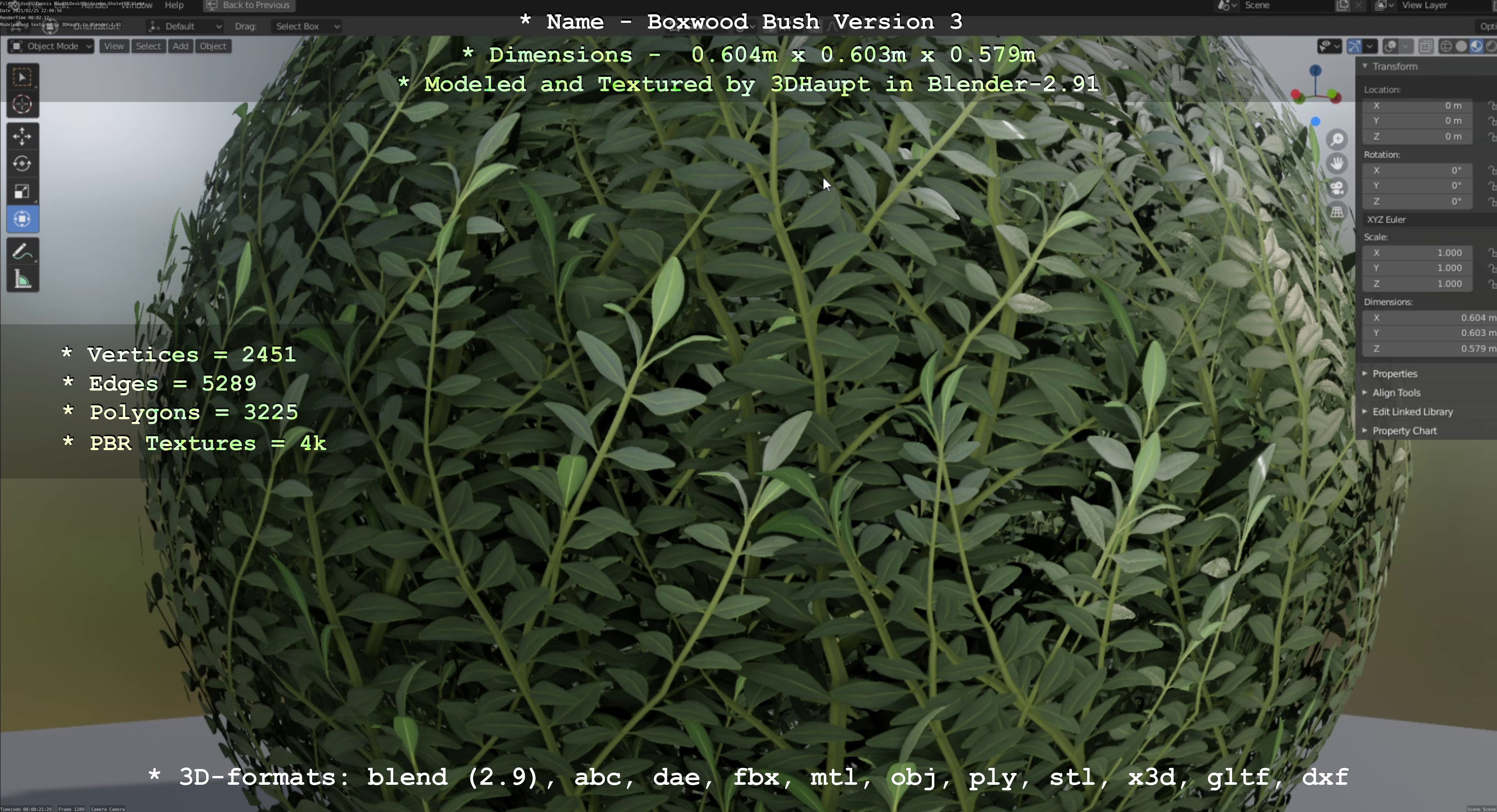 Low-Poly Boxwood Bush Version 3 Low-poly 3D model_95