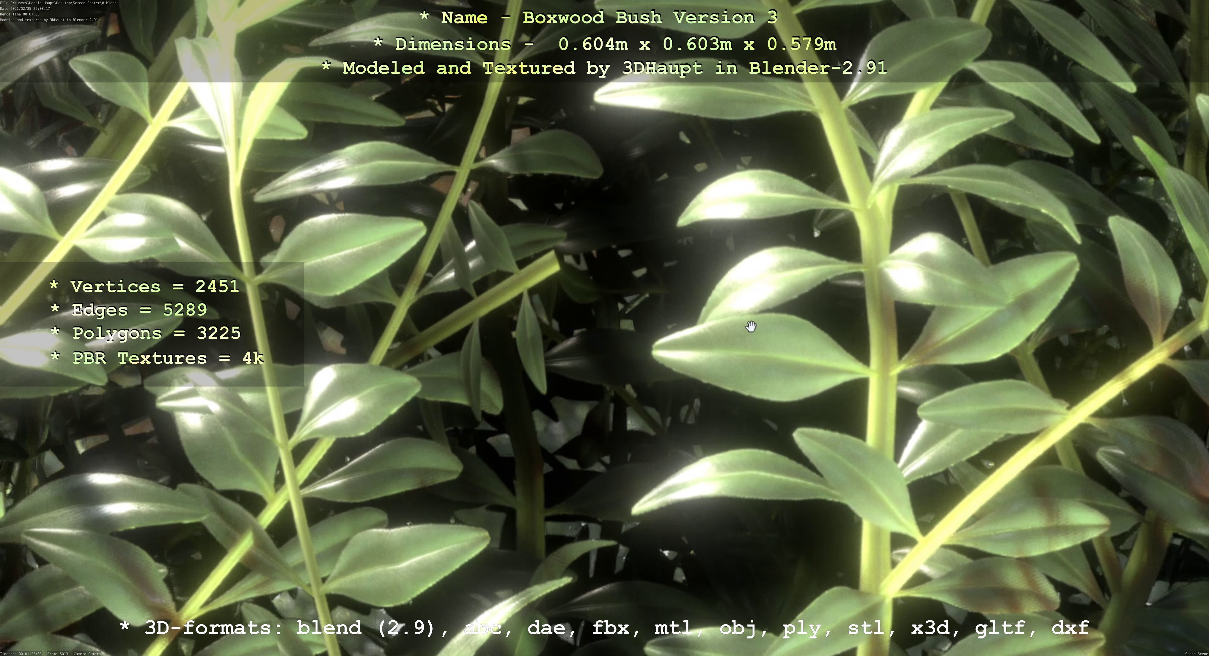 Low-Poly Boxwood Bush Version 3 Low-poly 3D model_7
