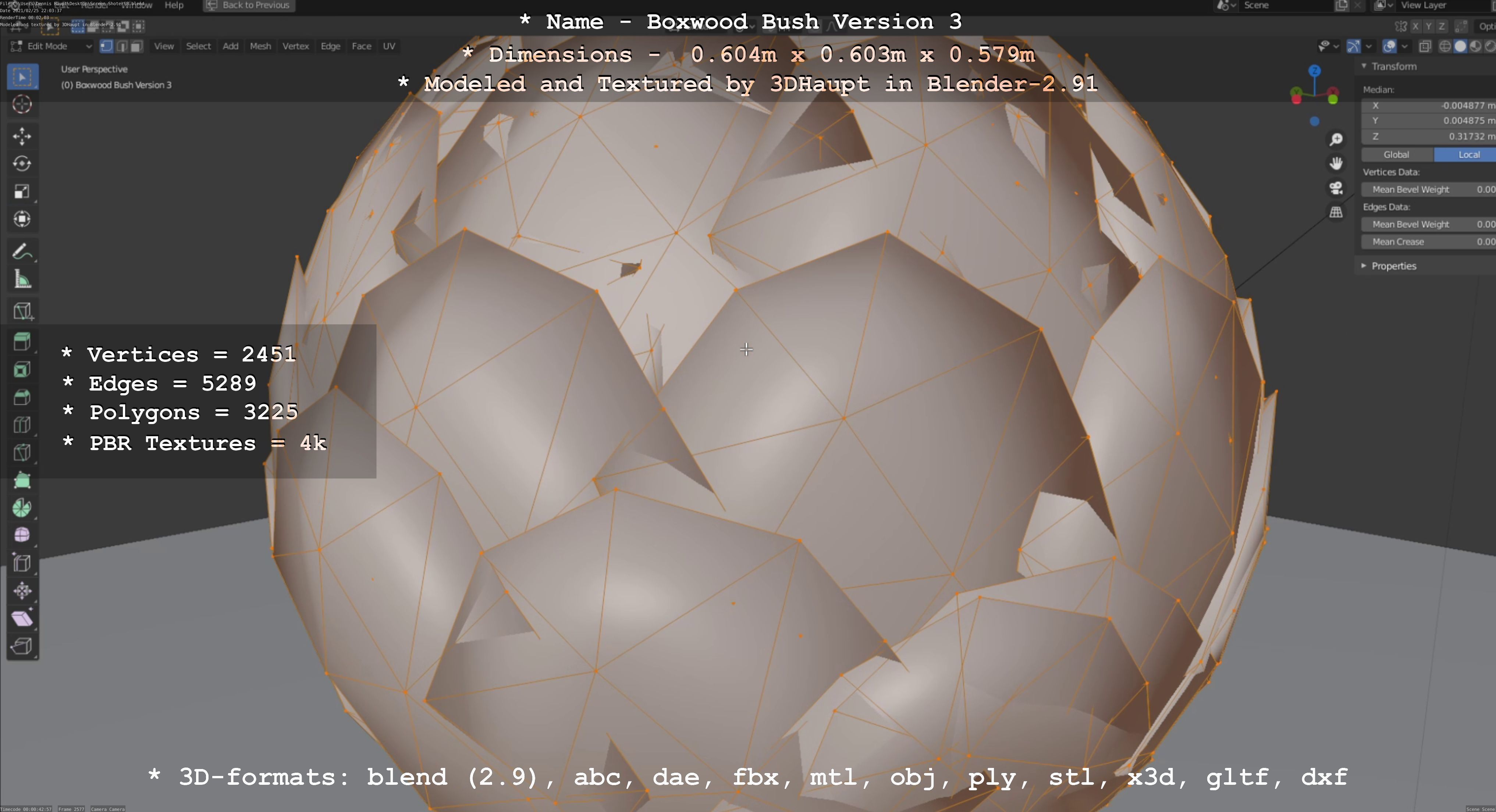 Low-Poly Boxwood Bush Version 3 Low-poly 3D model_42