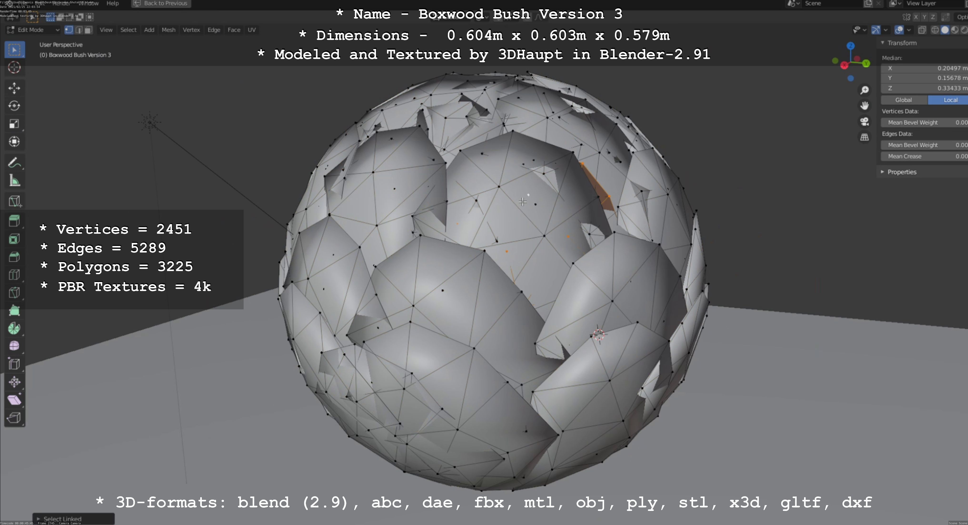 Low-Poly Boxwood Bush Version 3 Low-poly 3D model_118