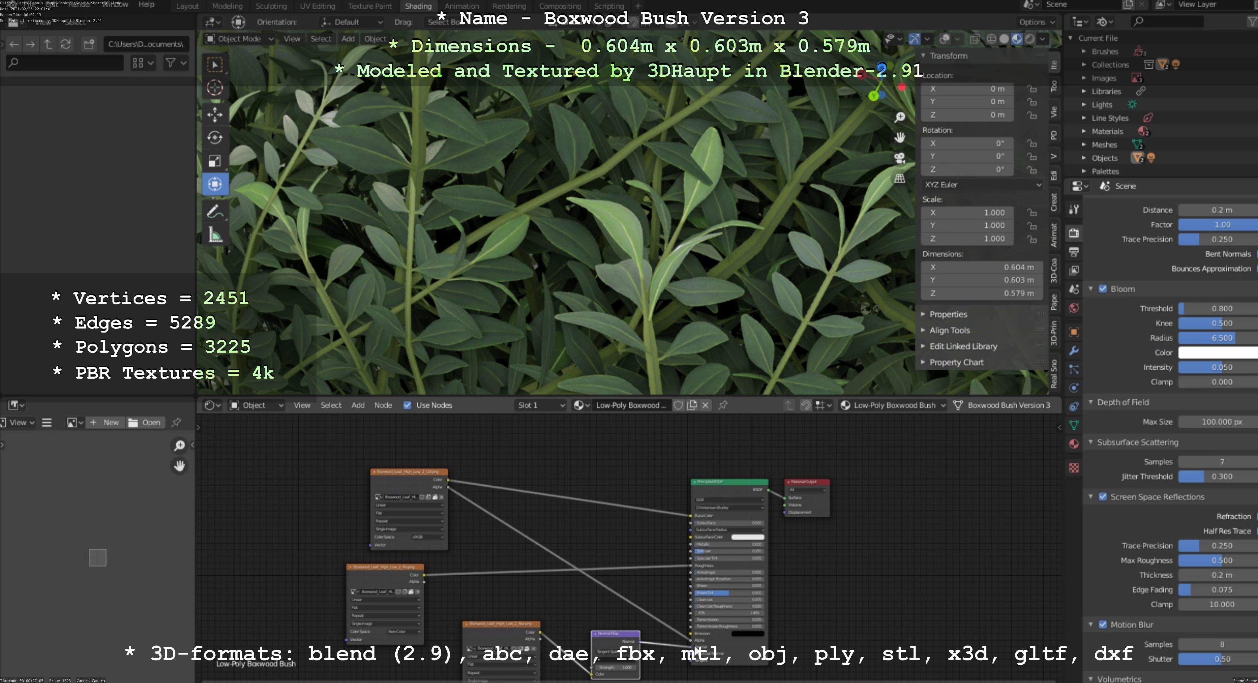 Low-Poly Boxwood Bush Version 3 Low-poly 3D model_100