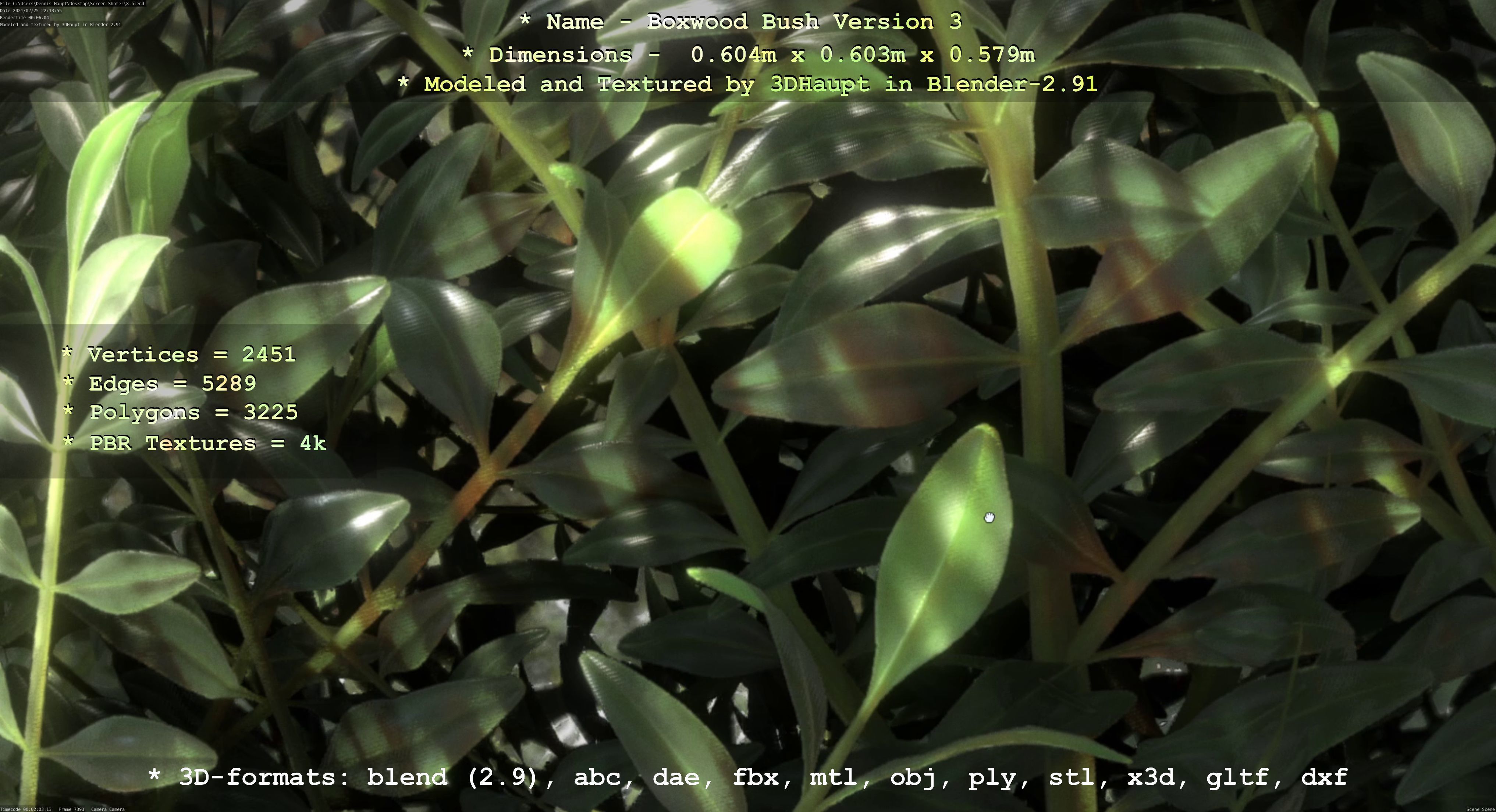 Low-Poly Boxwood Bush Version 3 Low-poly 3D model_6