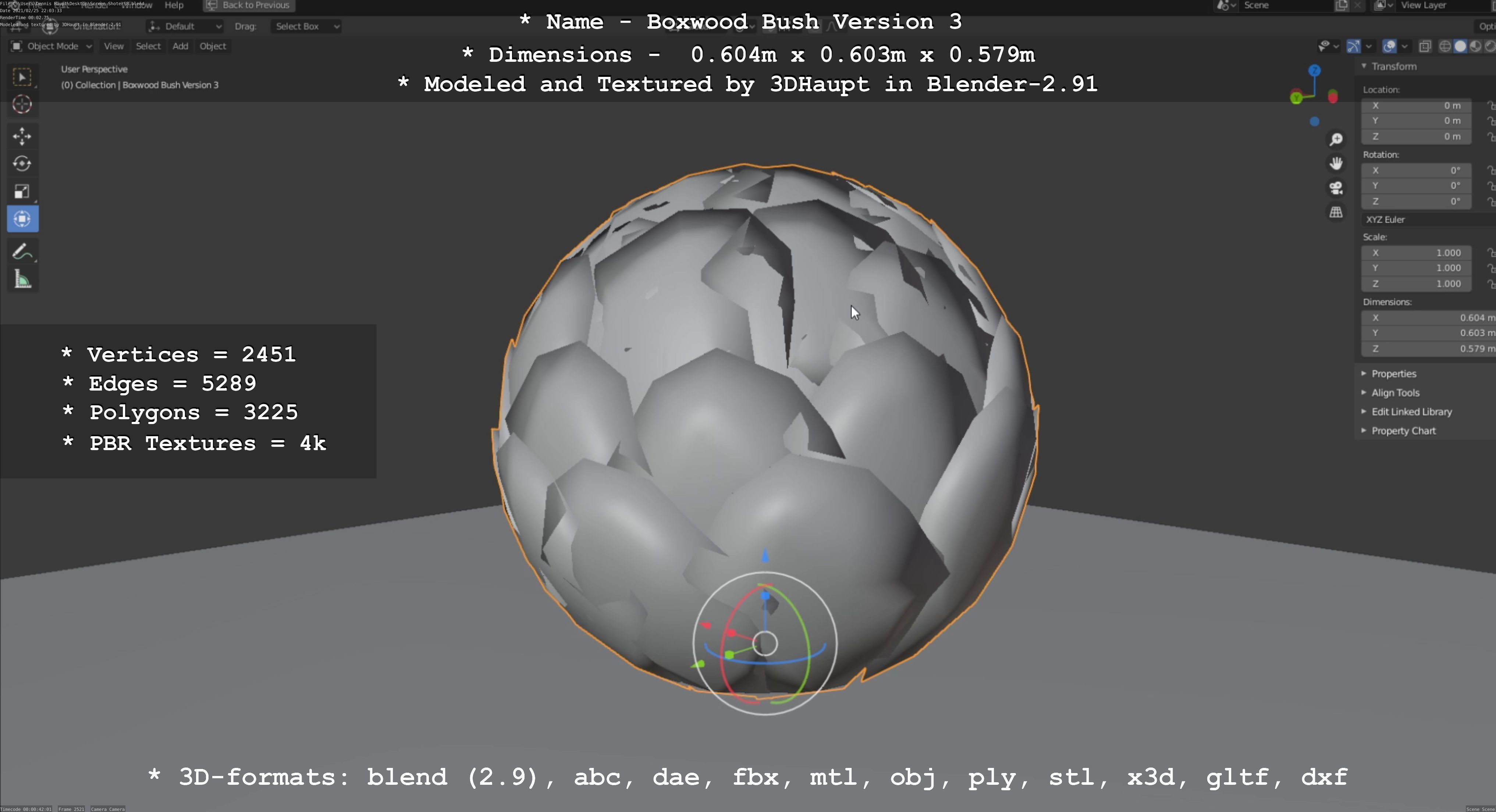 Low-Poly Boxwood Bush Version 3 Low-poly 3D model_115