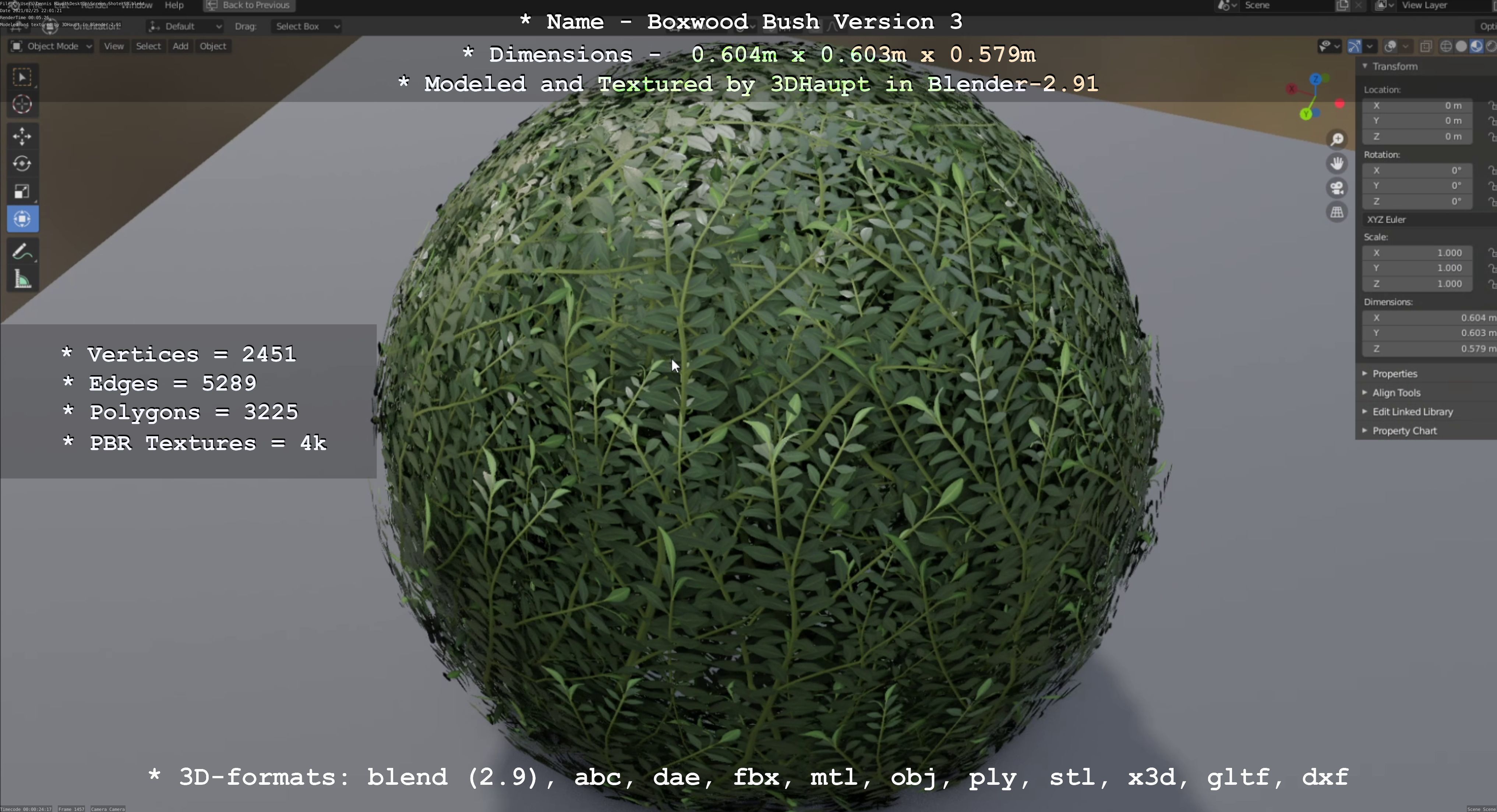 Low-Poly Boxwood Bush Version 3 Low-poly 3D model_97