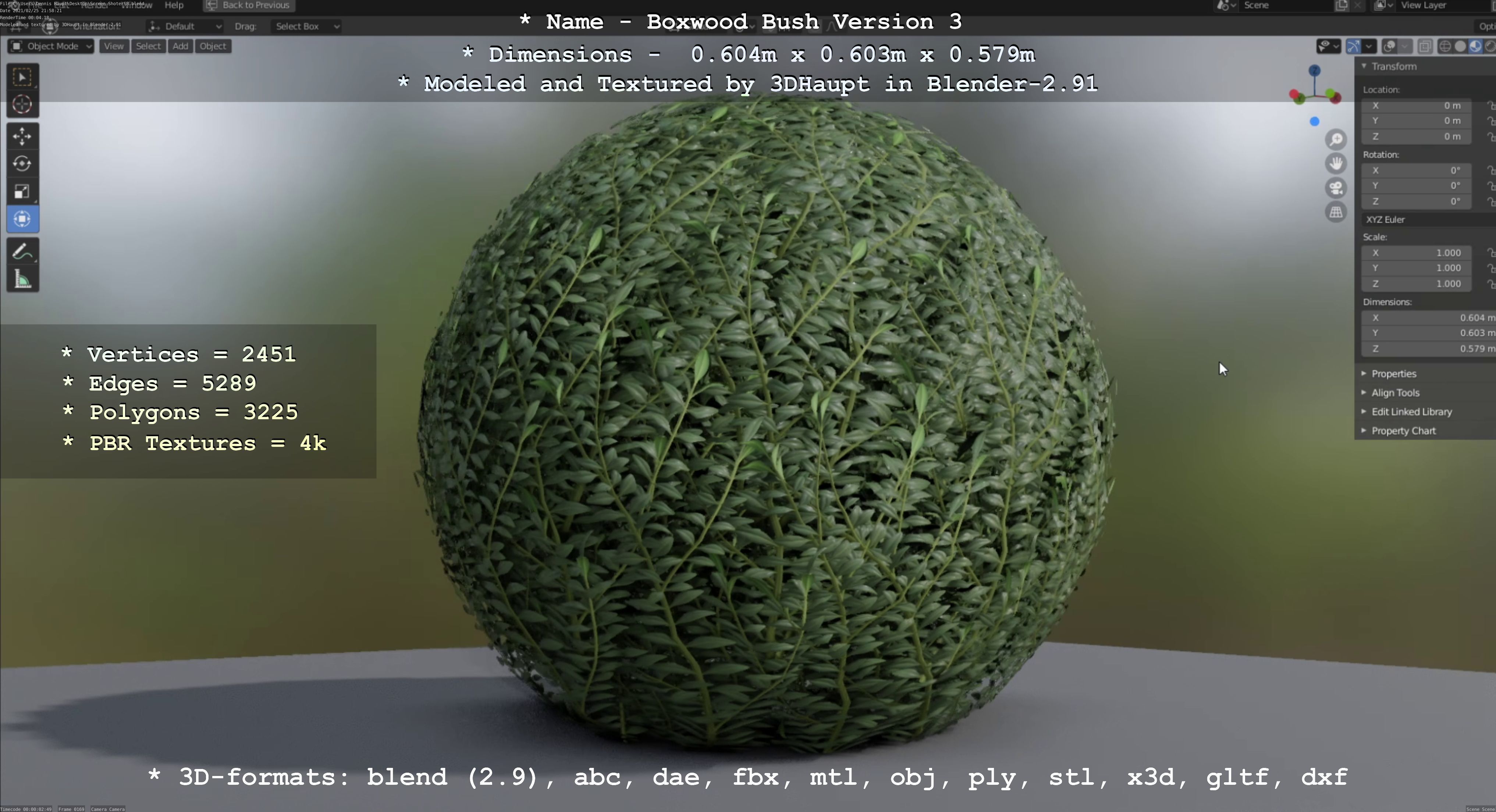 Low-Poly Boxwood Bush Version 3 Low-poly 3D model_29