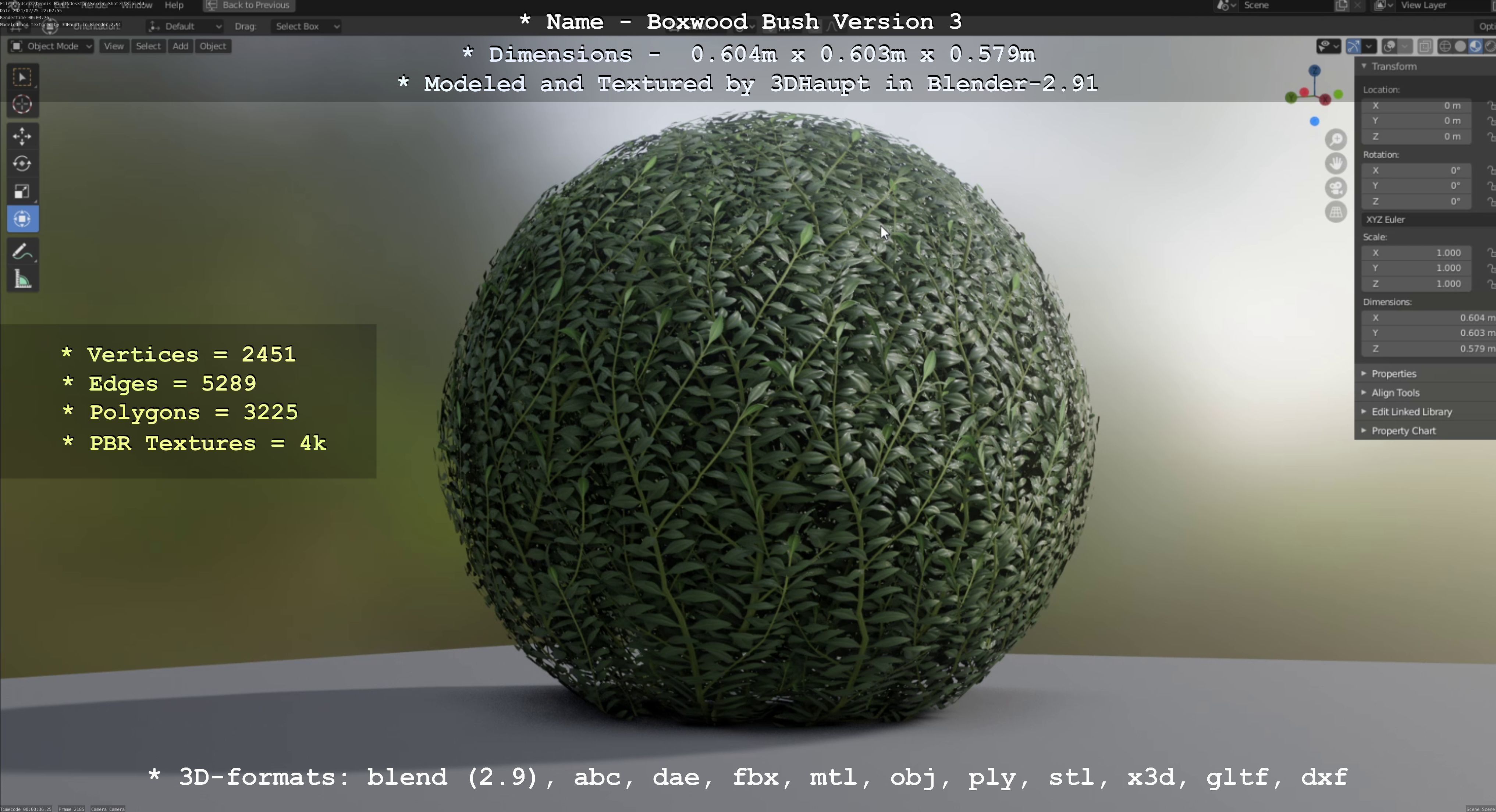 Low-Poly Boxwood Bush Version 3 Low-poly 3D model_108