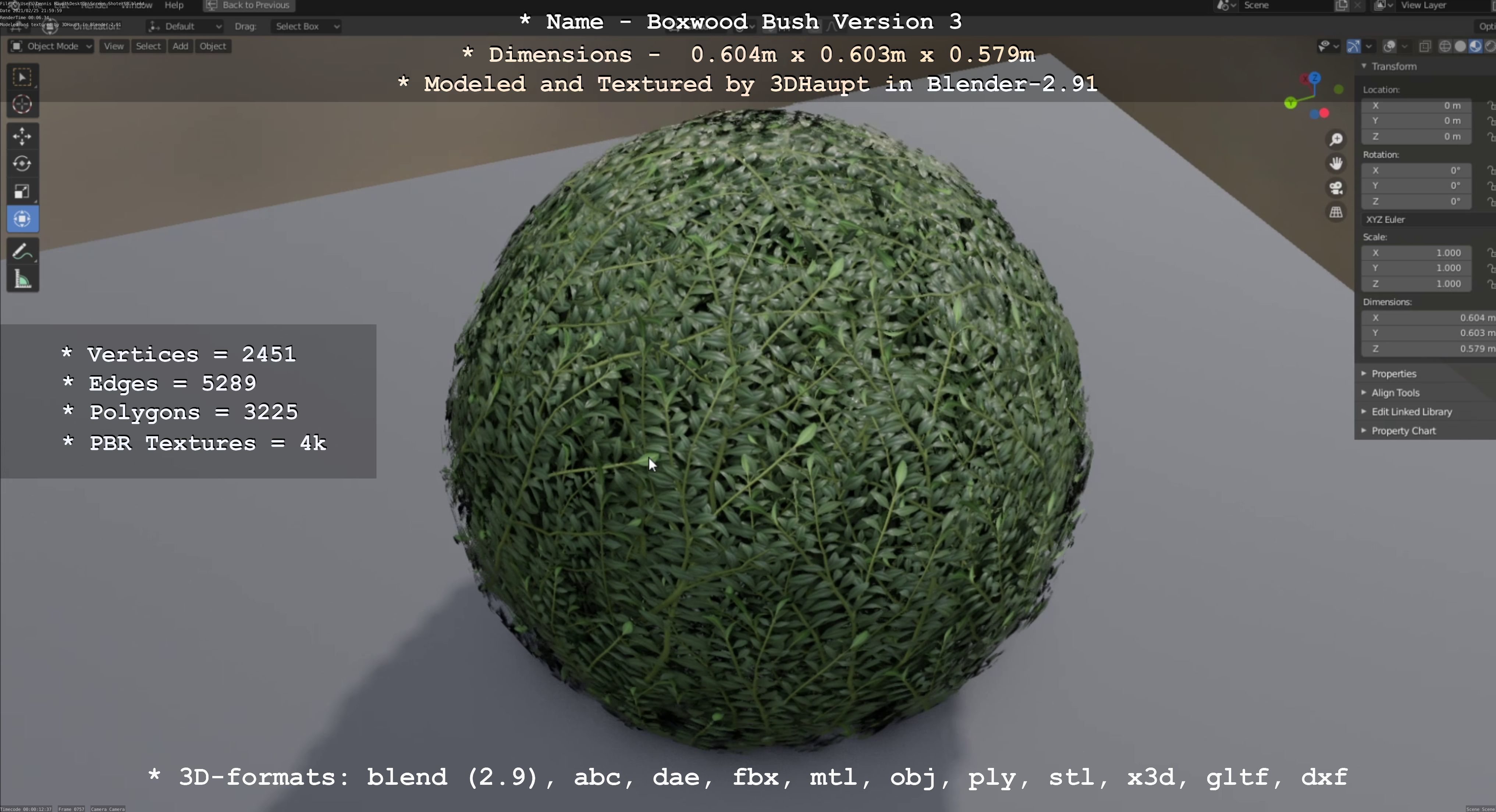 Low-Poly Boxwood Bush Version 3 Low-poly 3D model_36