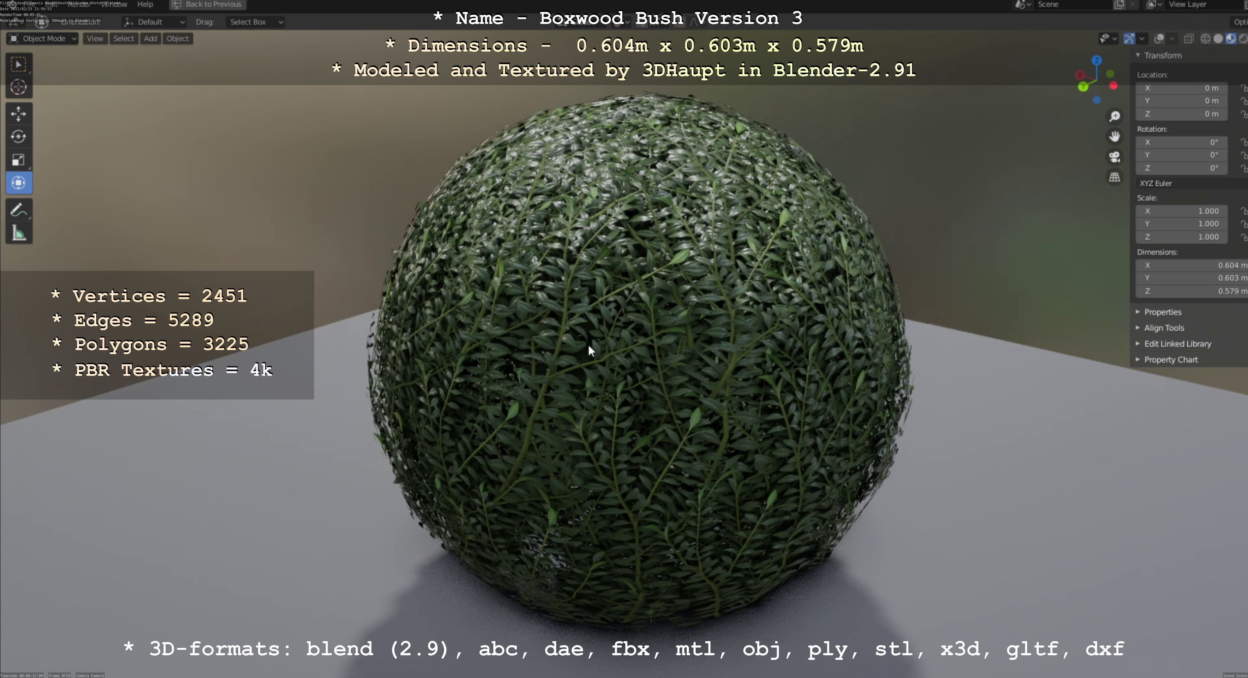 Low-Poly Boxwood Bush Version 3 Low-poly 3D model_91
