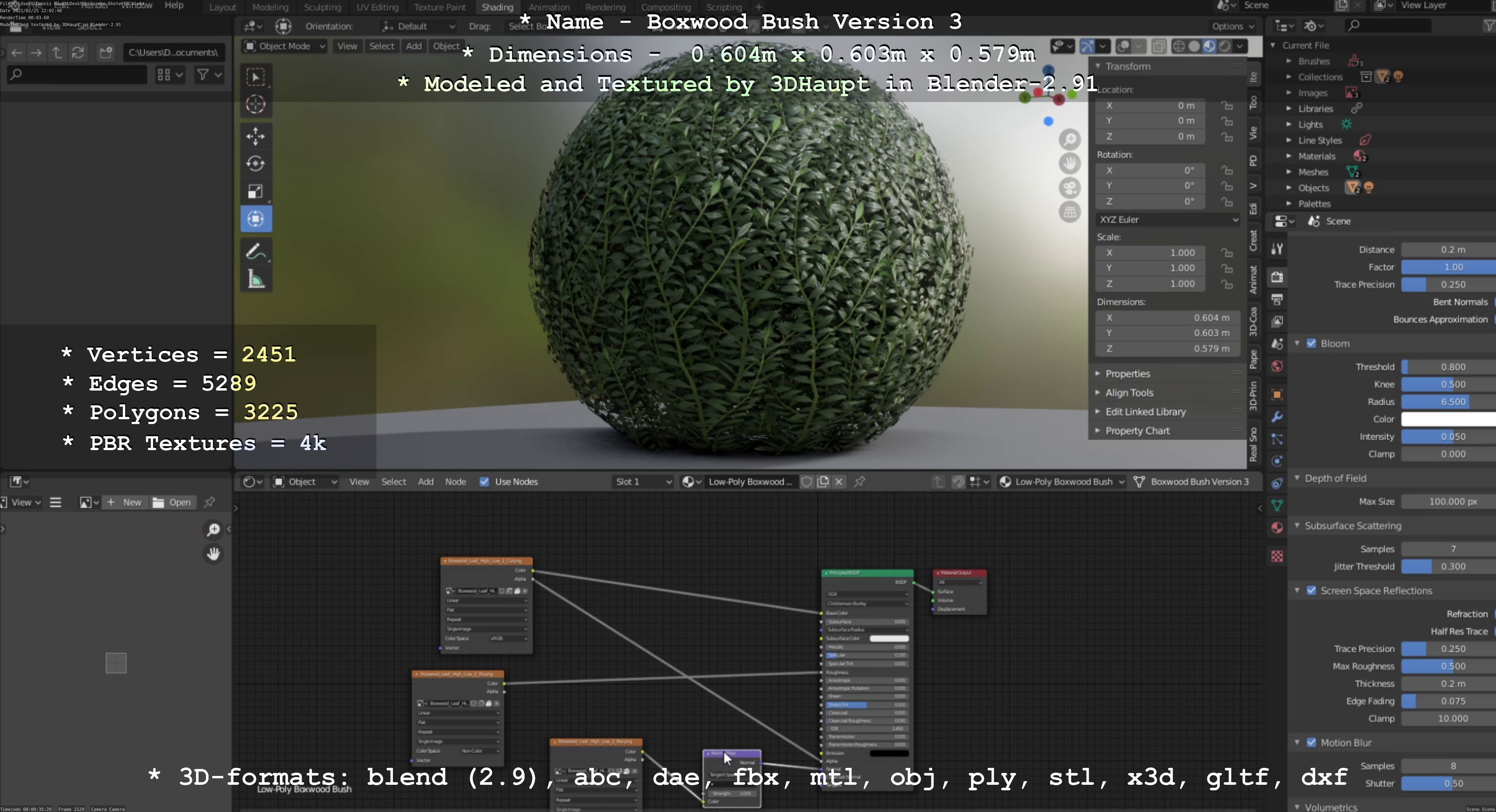 Low-Poly Boxwood Bush Version 3 Low-poly 3D model_107