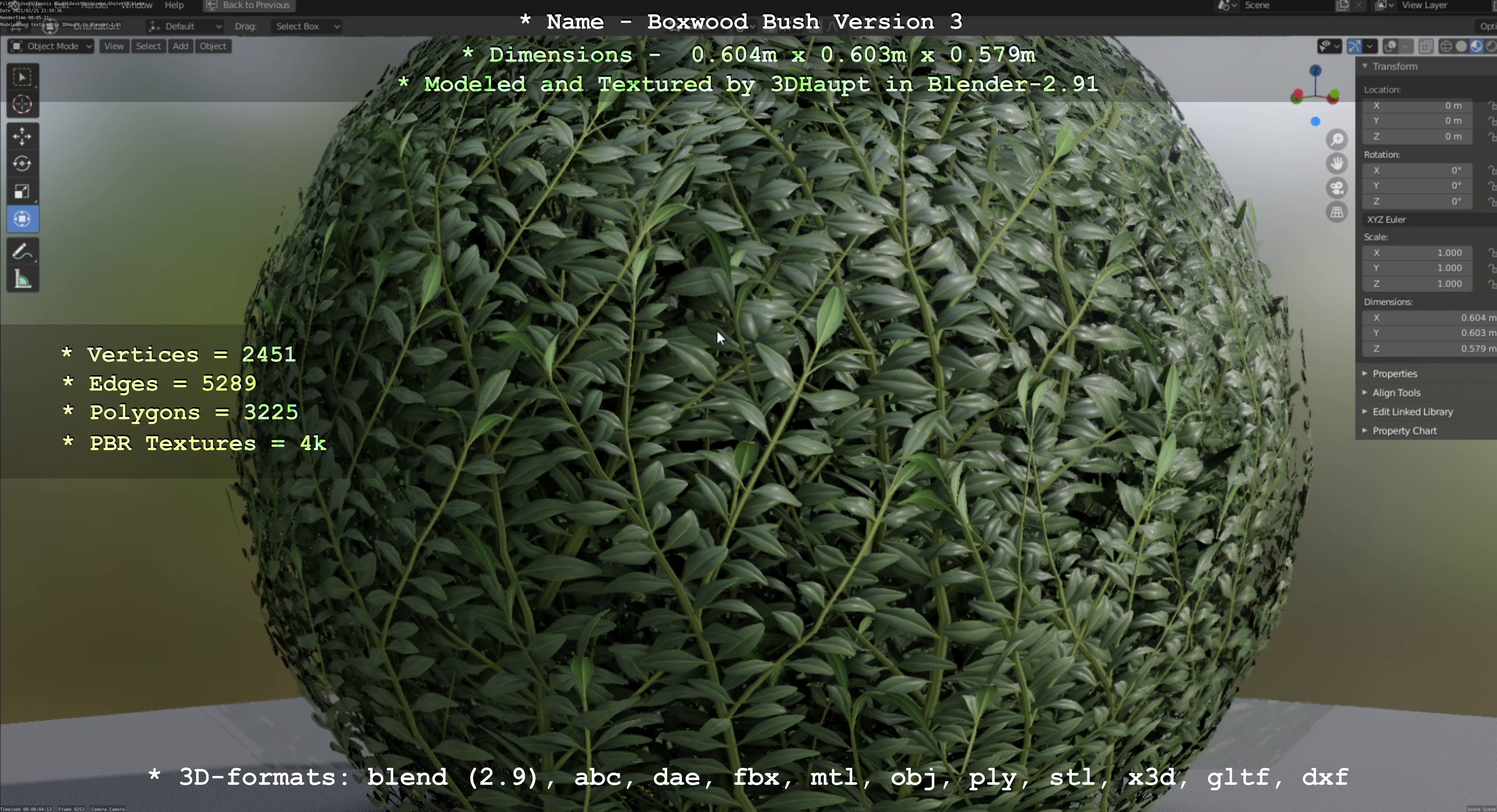 Low-Poly Boxwood Bush Version 3 Low-poly 3D model_30