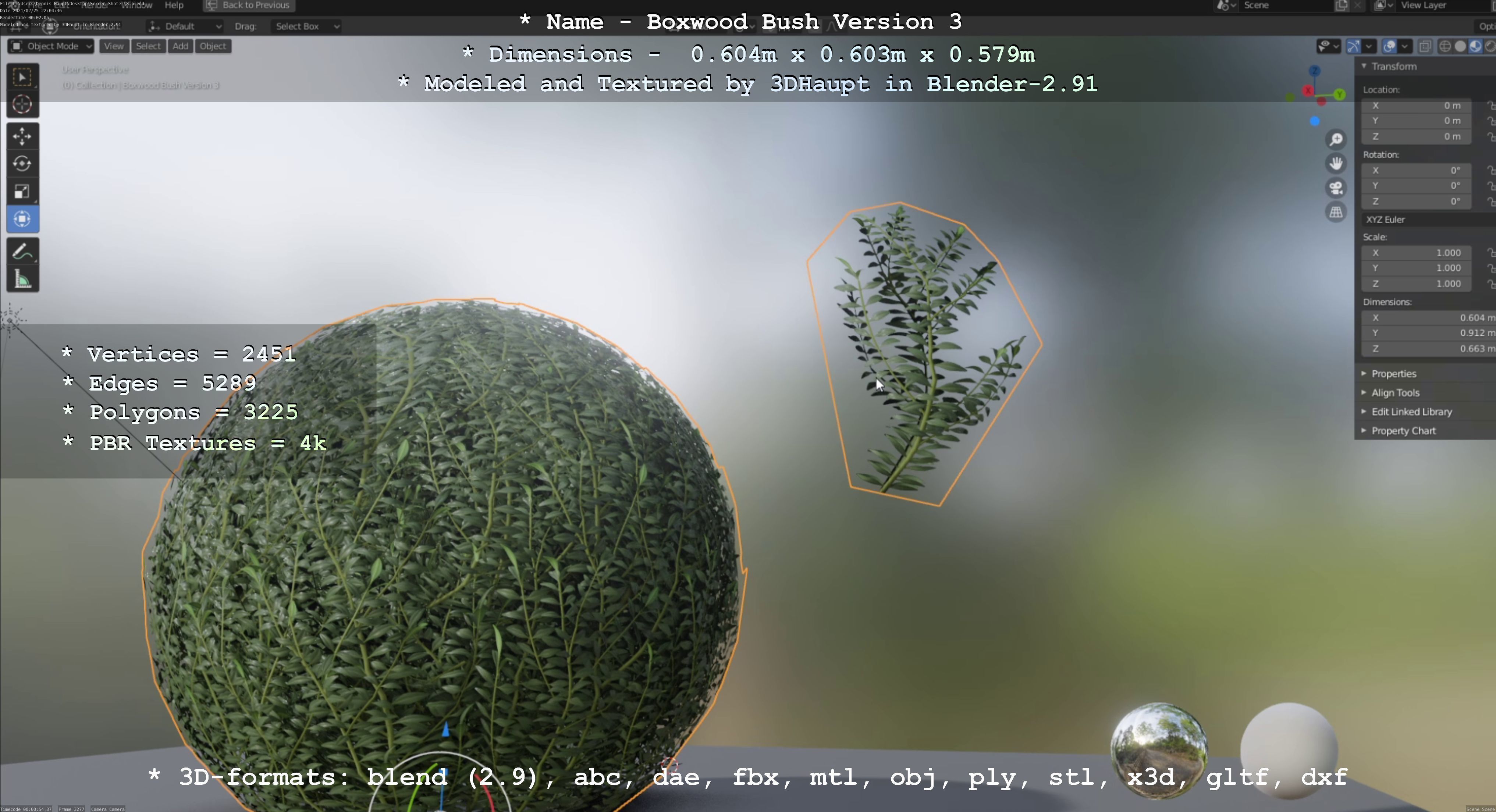 Low-Poly Boxwood Bush Version 3 Low-poly 3D model_127