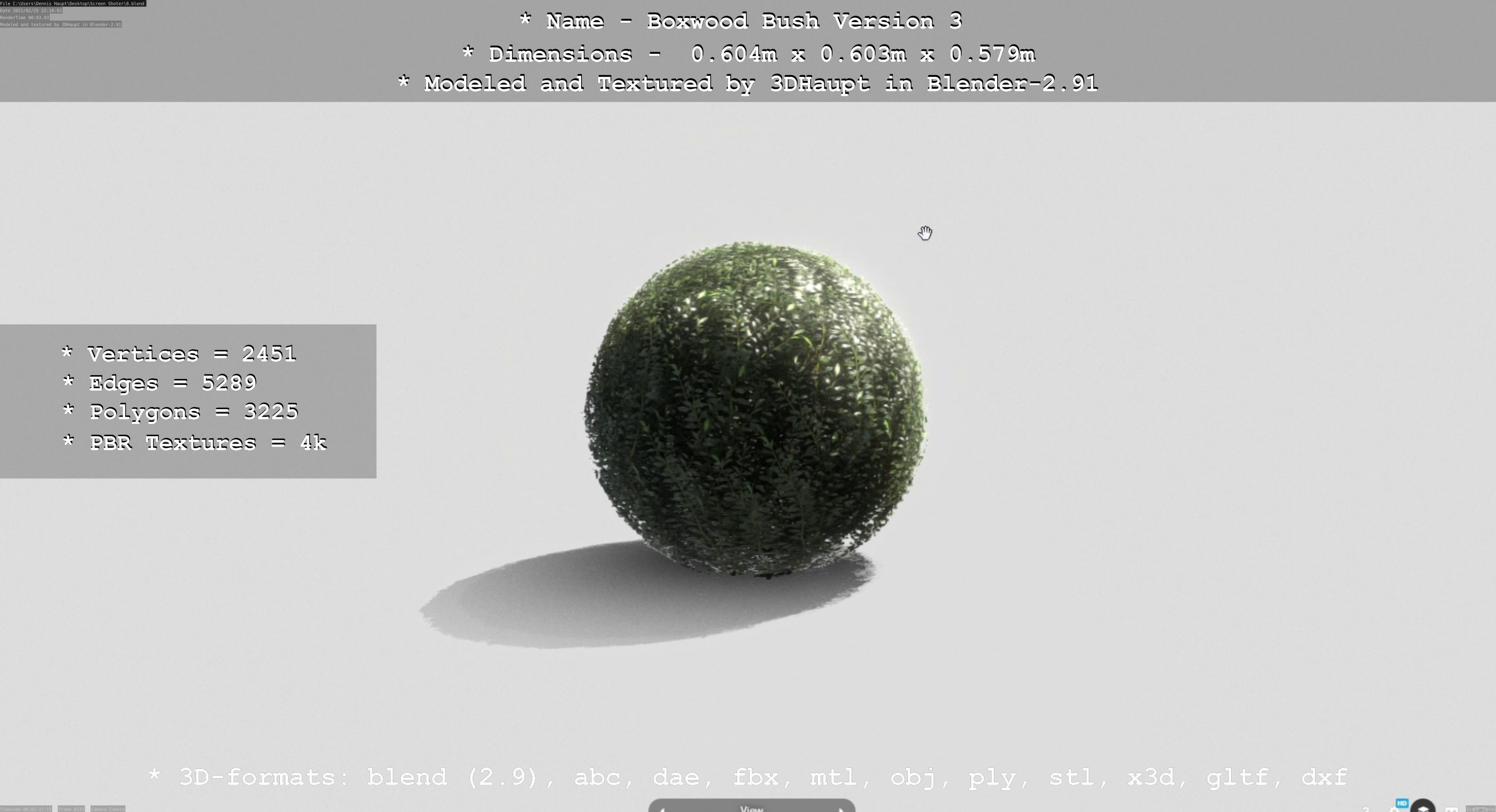 Low-Poly Boxwood Bush Version 3 Low-poly 3D model_82