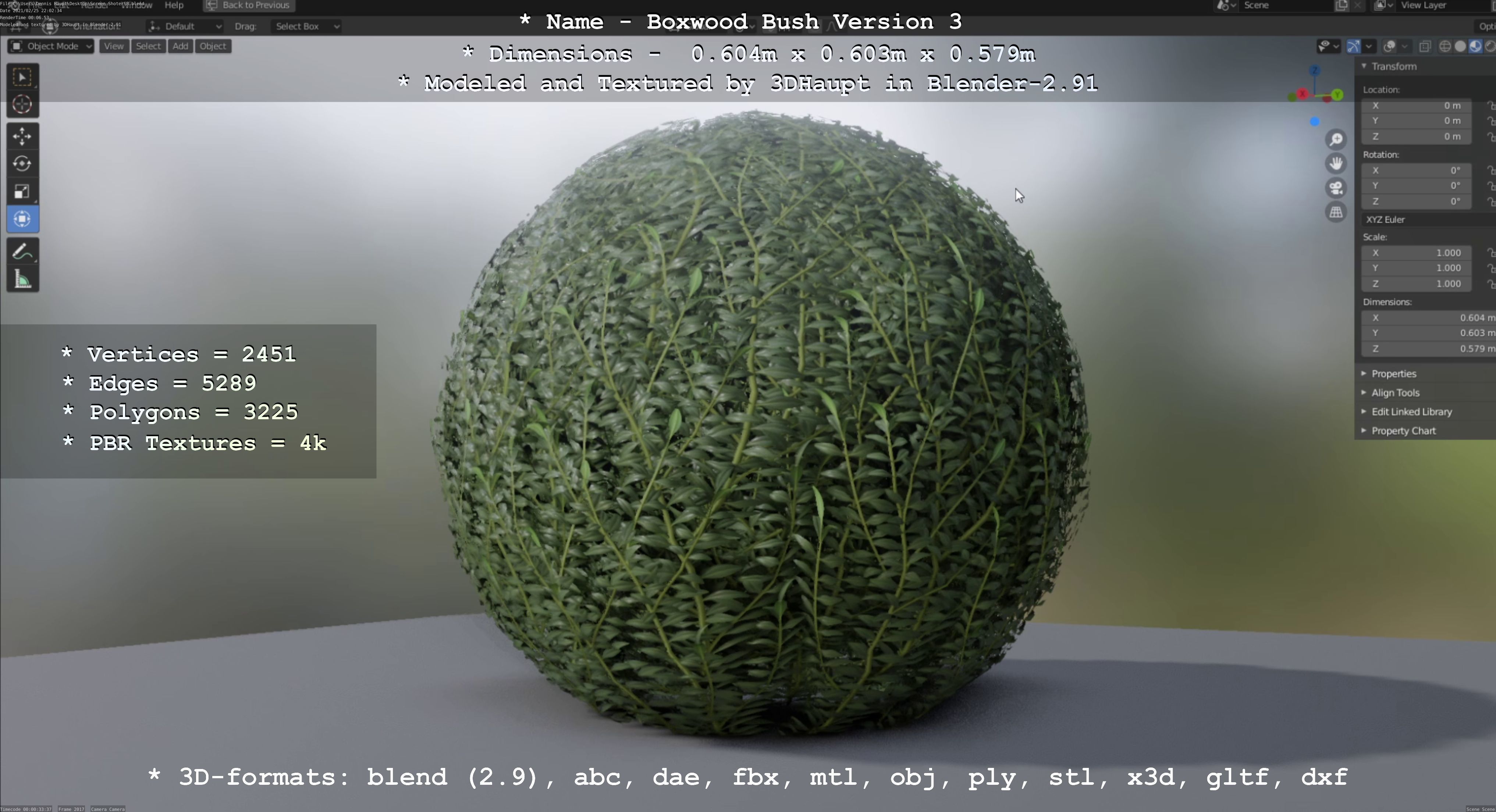 Low-Poly Boxwood Bush Version 3 Low-poly 3D model_105