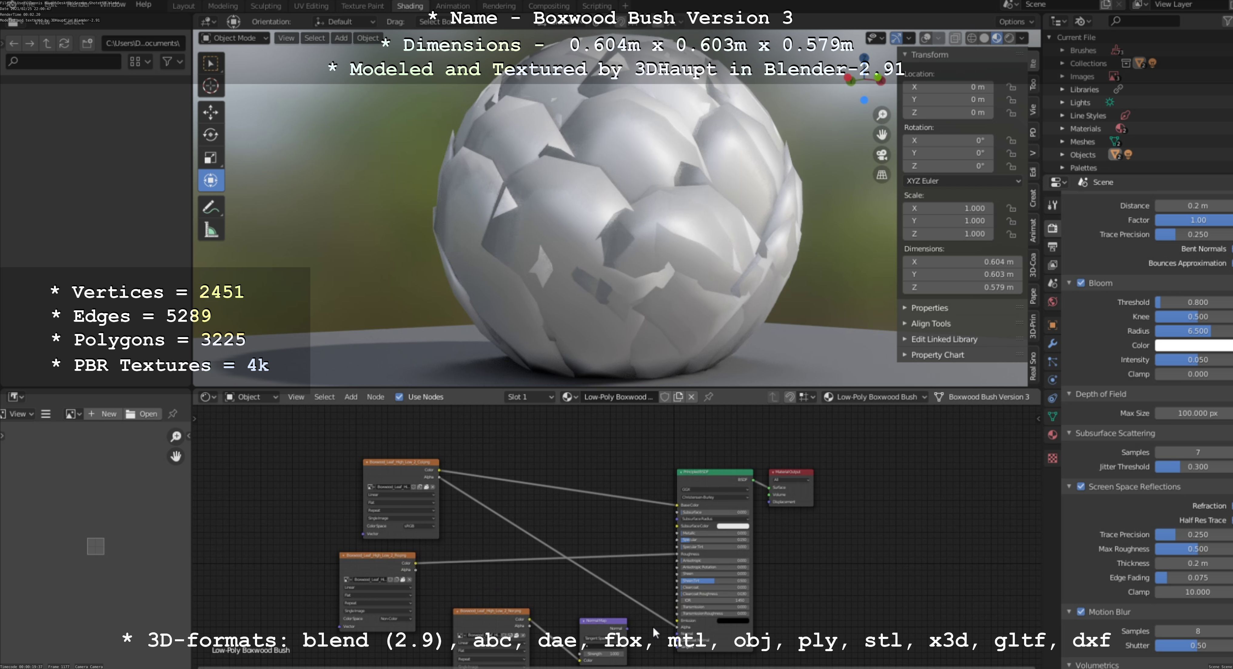 Low-Poly Boxwood Bush Version 3 Low-poly 3D model_38