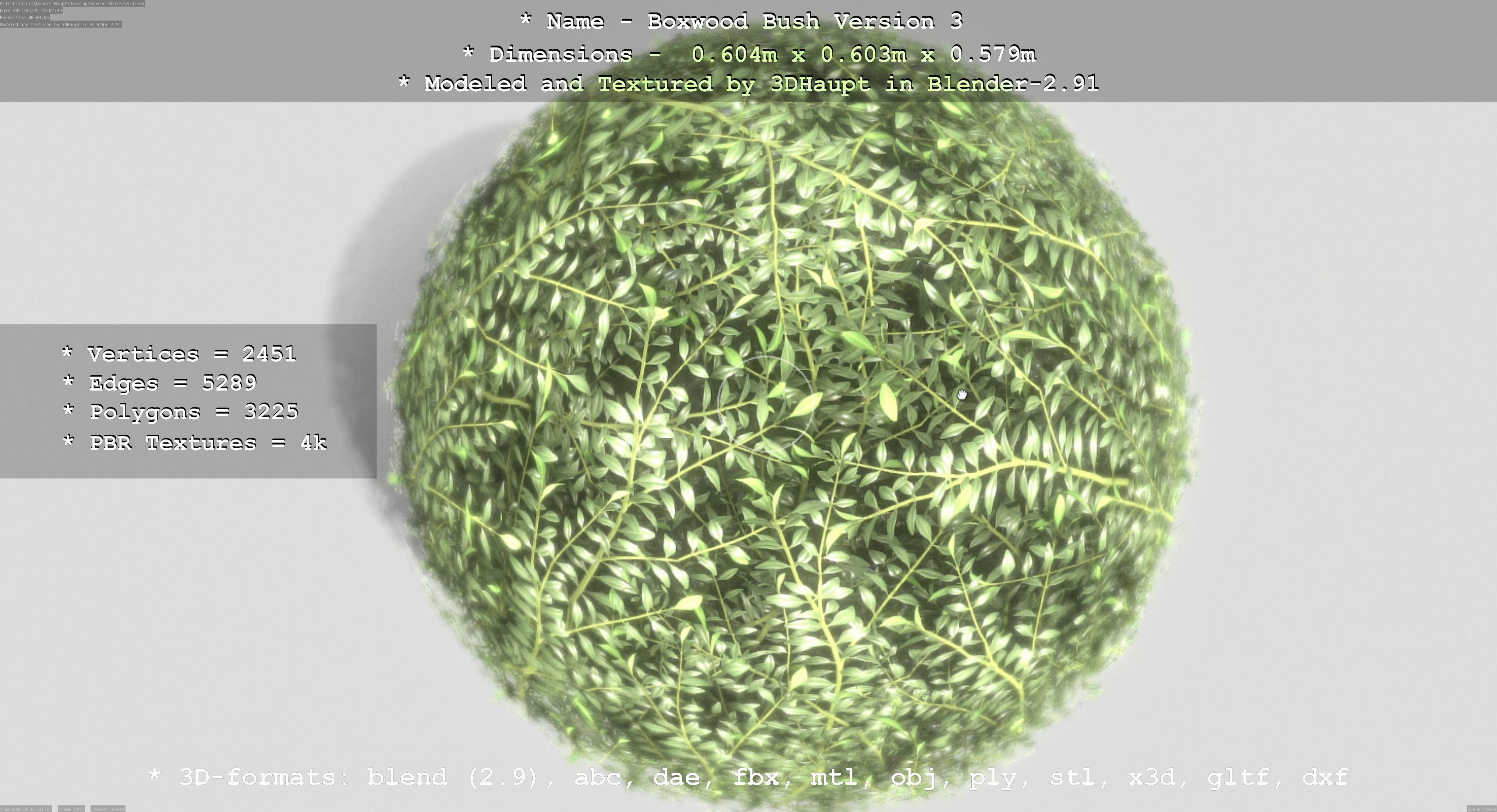 Low-Poly Boxwood Bush Version 3 Low-poly 3D model_4