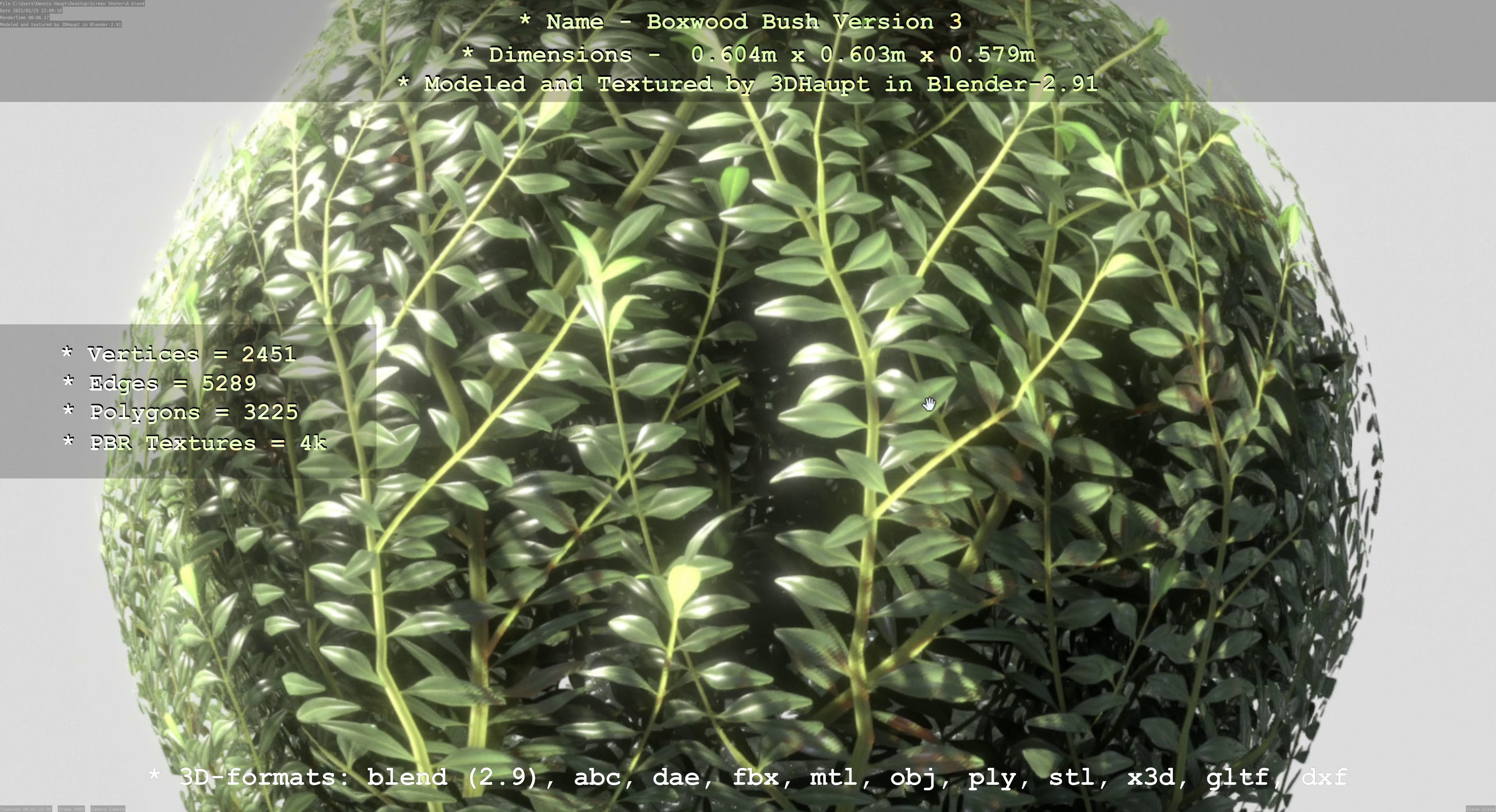 Low-Poly Boxwood Bush Version 3 Low-poly 3D model_5