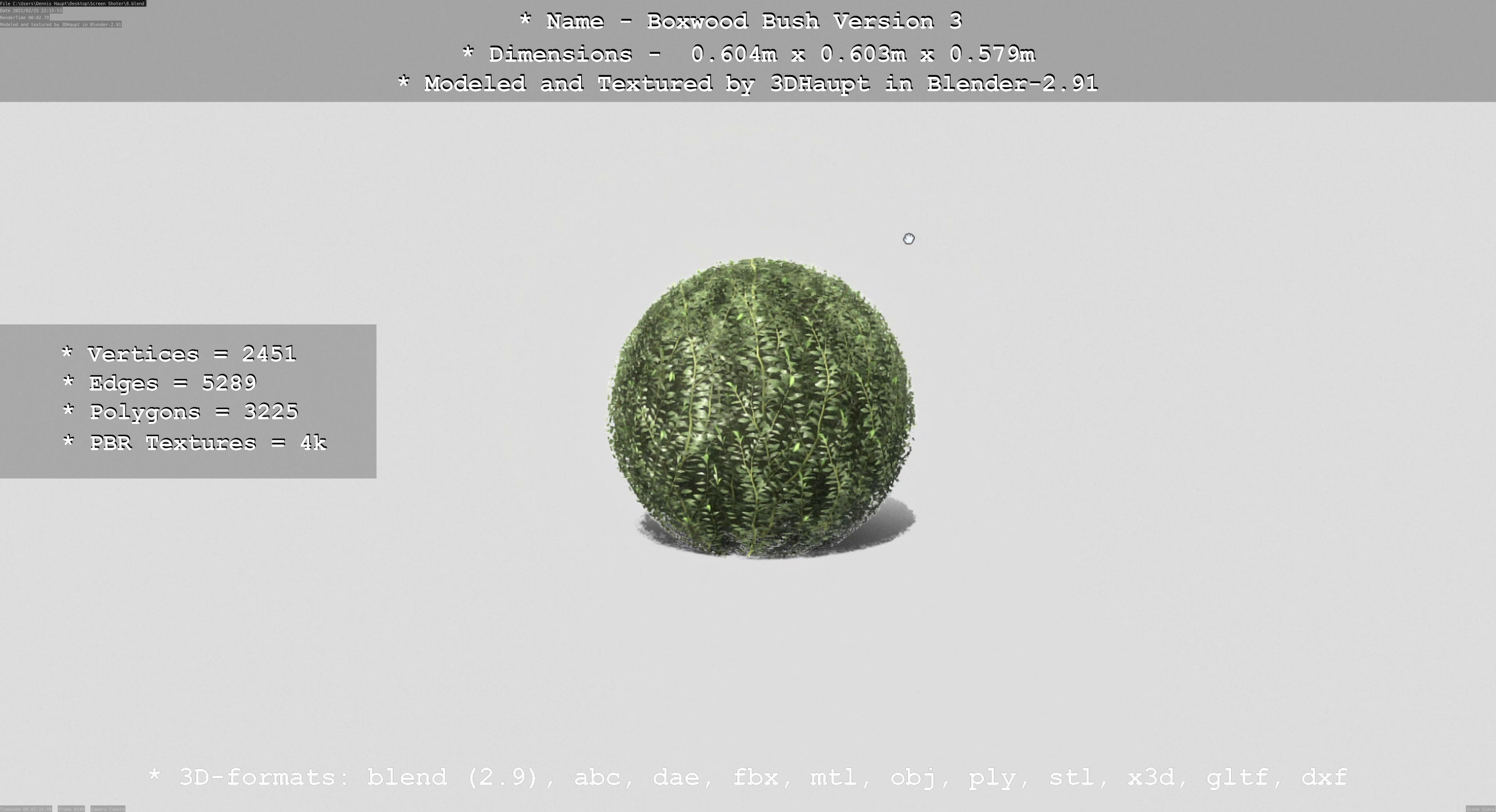 Low-Poly Boxwood Bush Version 3 Low-poly 3D model_81