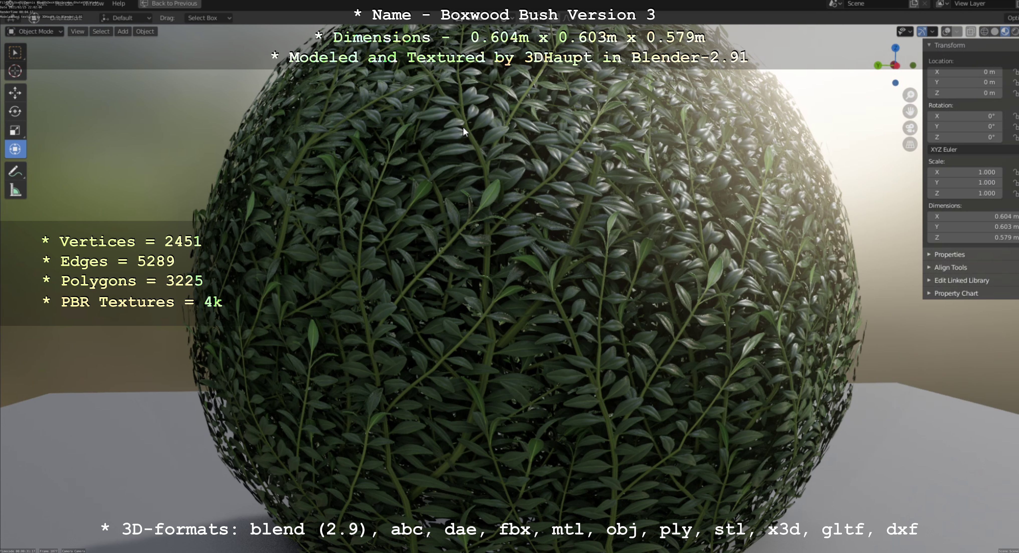 Low-Poly Boxwood Bush Version 3 Low-poly 3D model_104