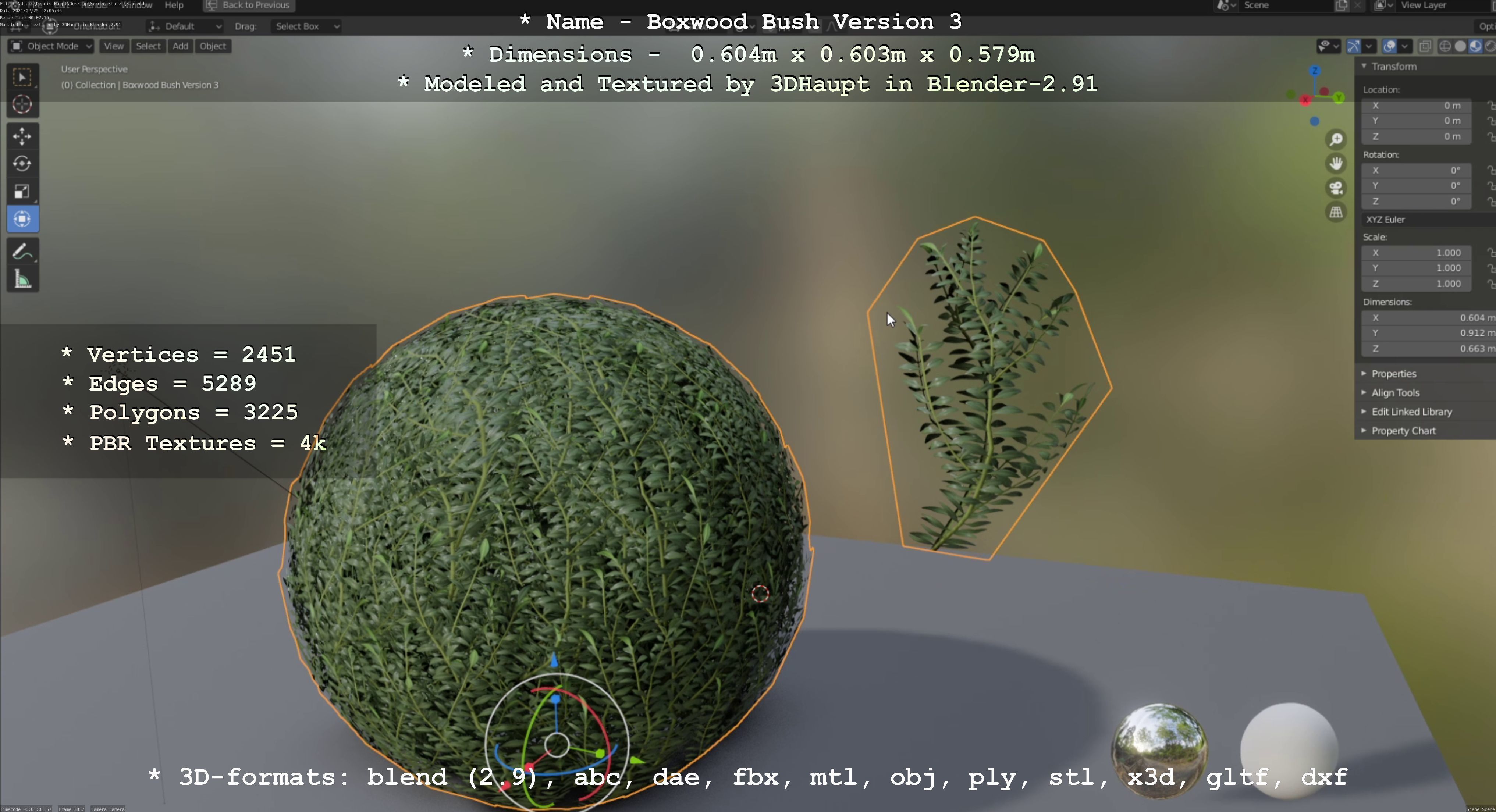 Low-Poly Boxwood Bush Version 3 Low-poly 3D model_135