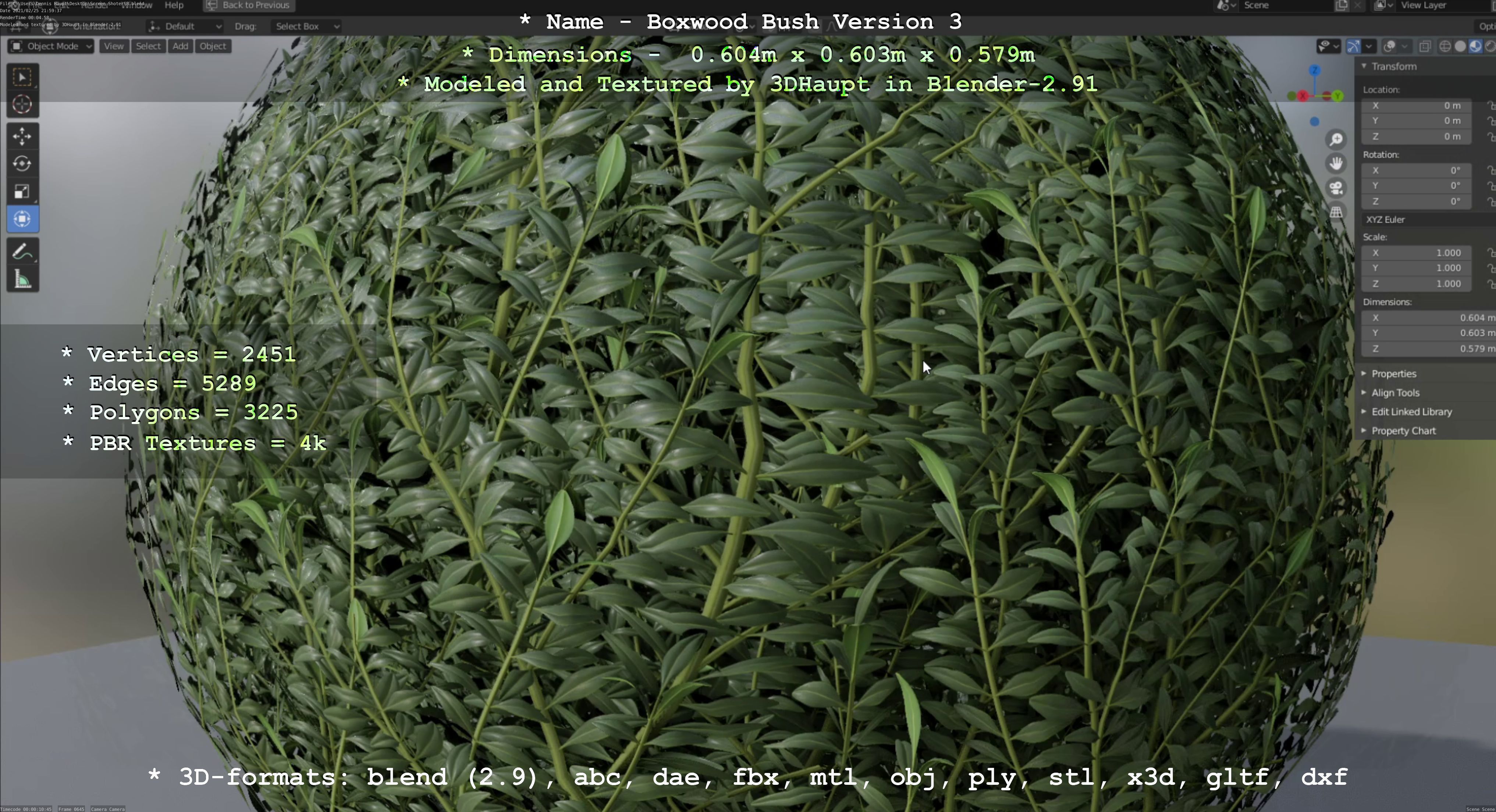 Low-Poly Boxwood Bush Version 3 Low-poly 3D model_34