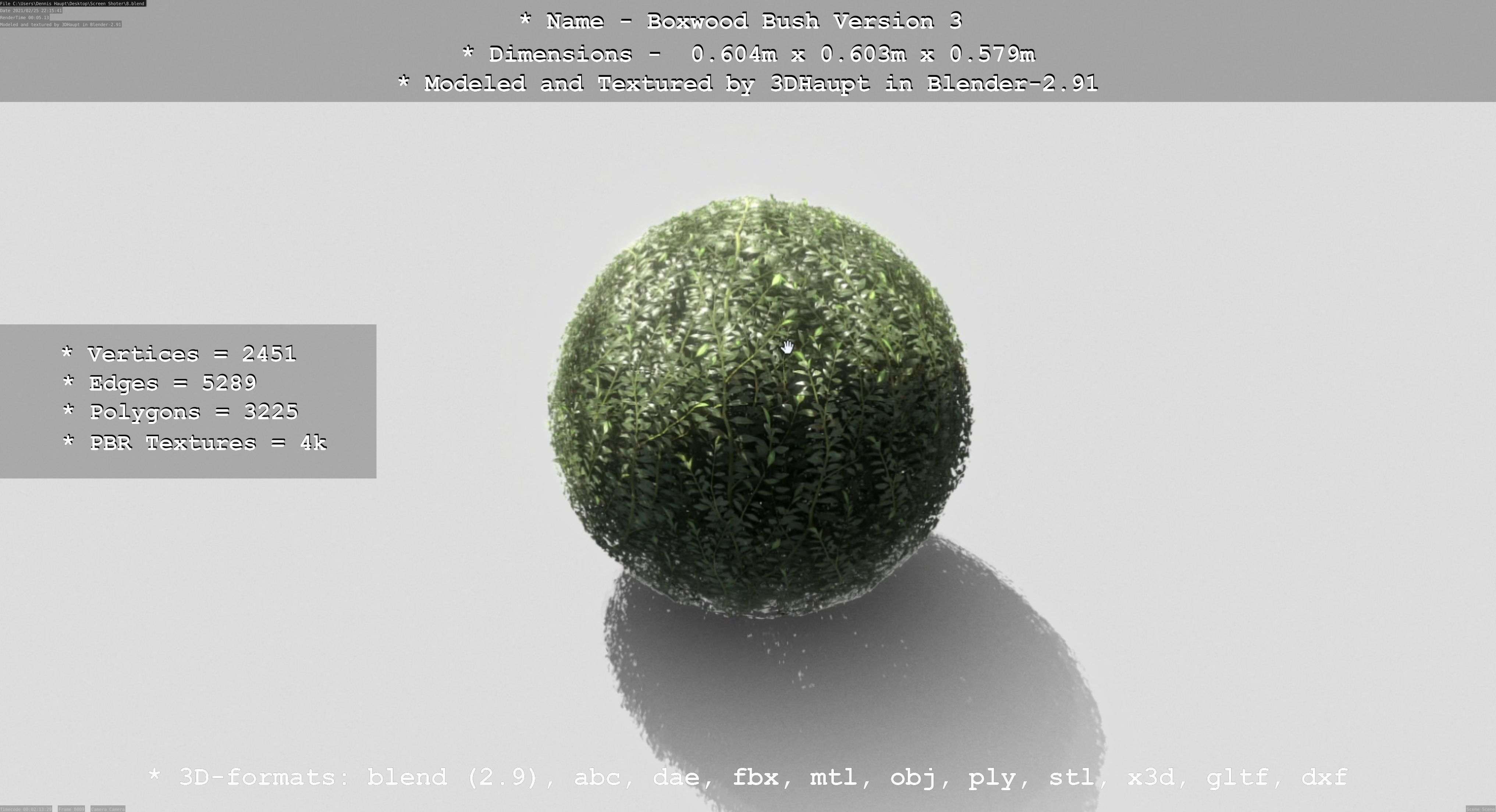Low-Poly Boxwood Bush Version 3 Low-poly 3D model_80