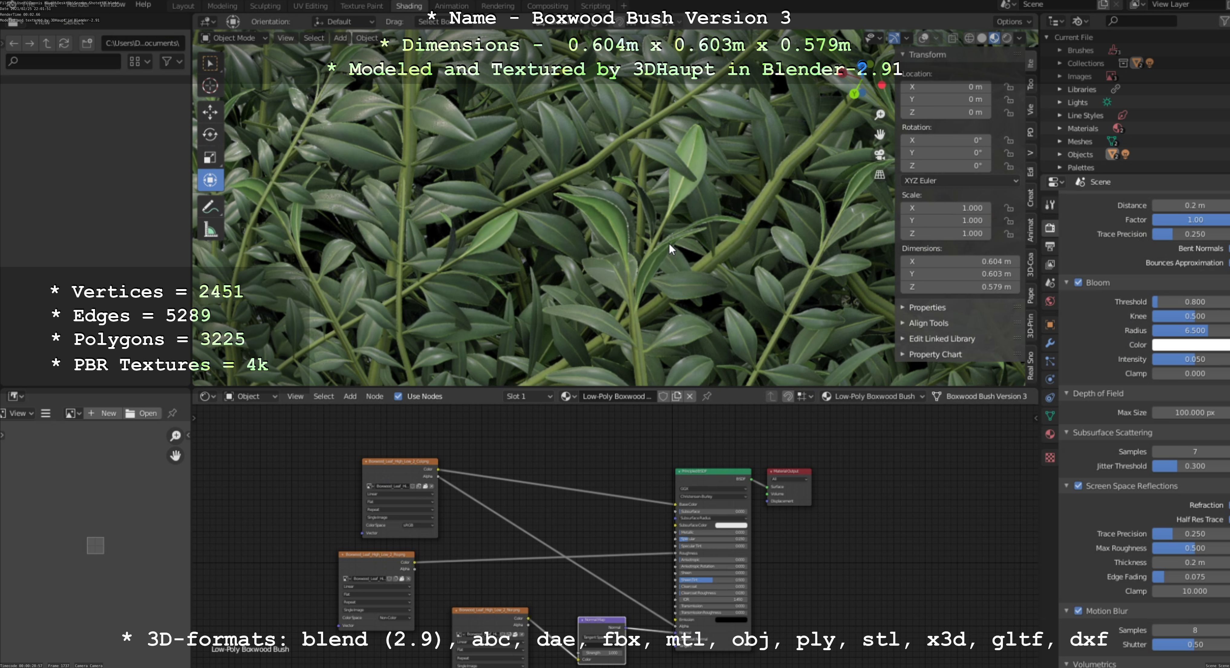Low-Poly Boxwood Bush Version 3 Low-poly 3D model_102