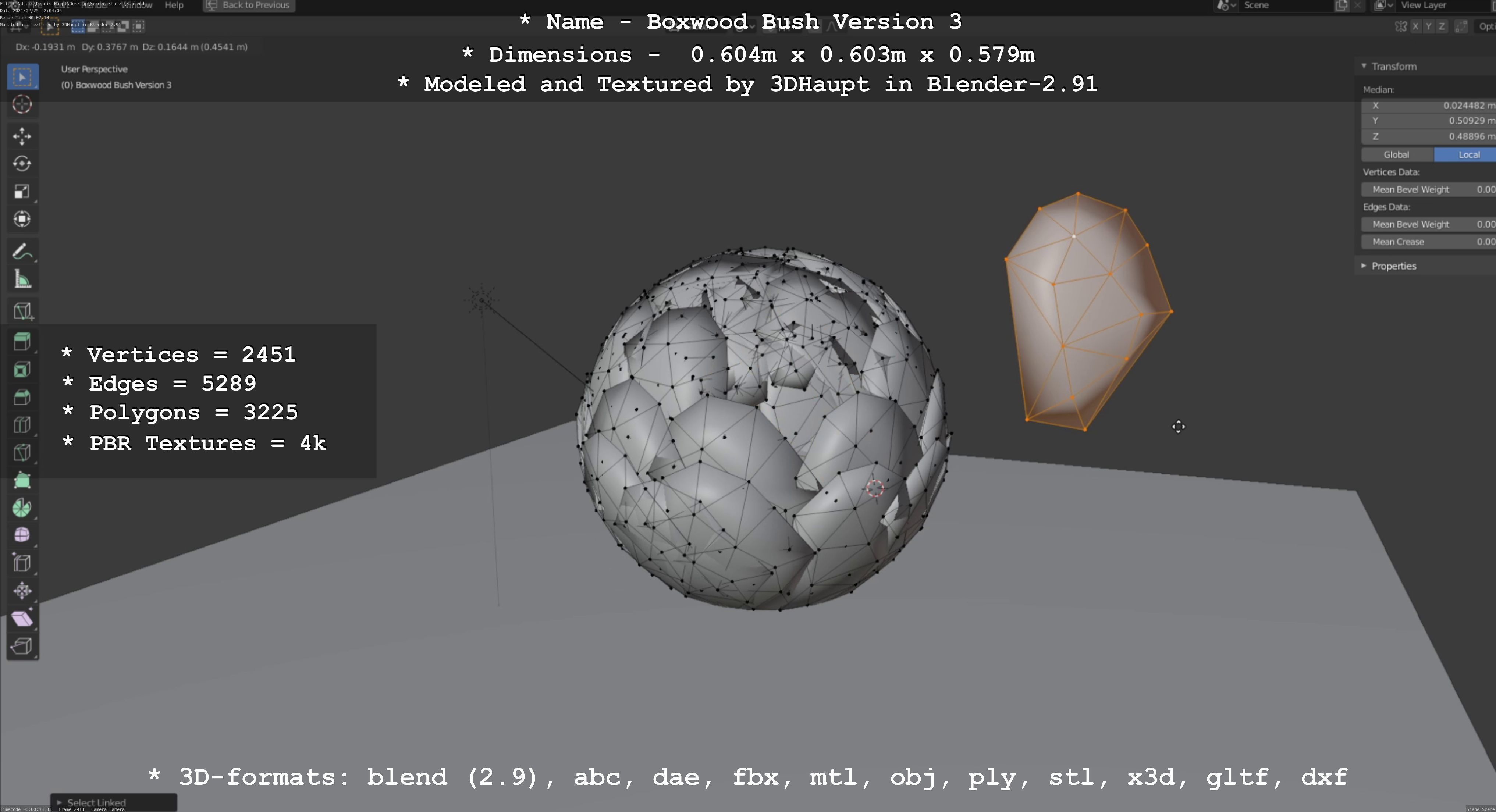 Low-Poly Boxwood Bush Version 3 Low-poly 3D model_121