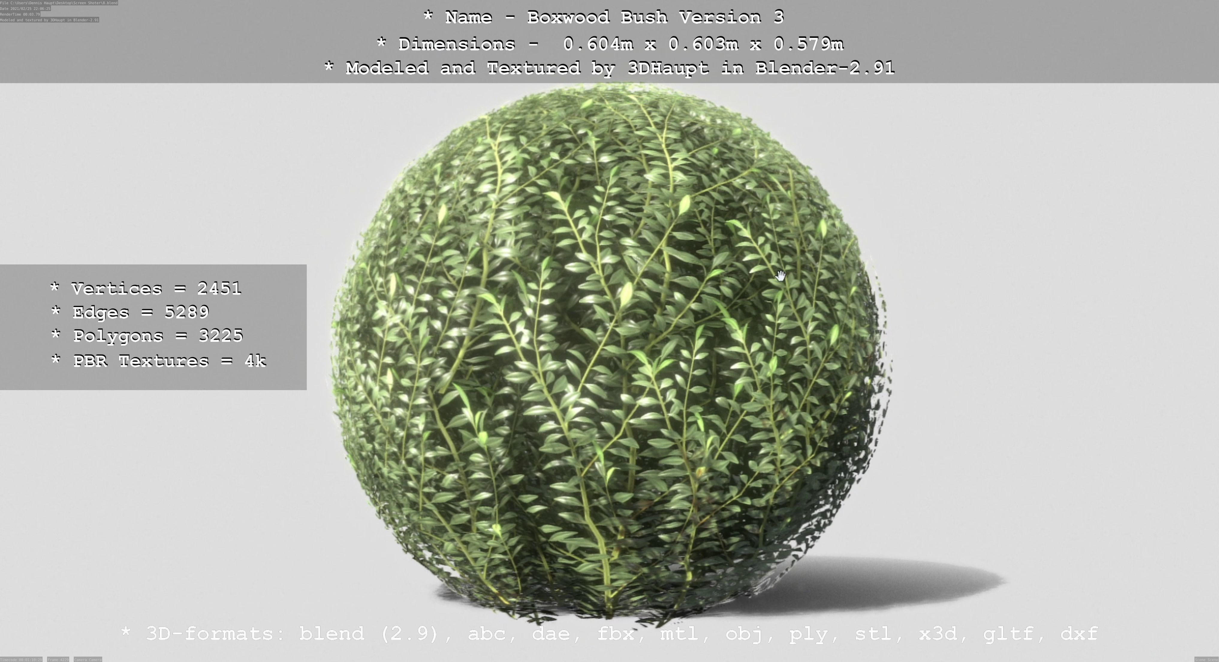 Low-Poly Boxwood Bush Version 3 Low-poly 3D model_76