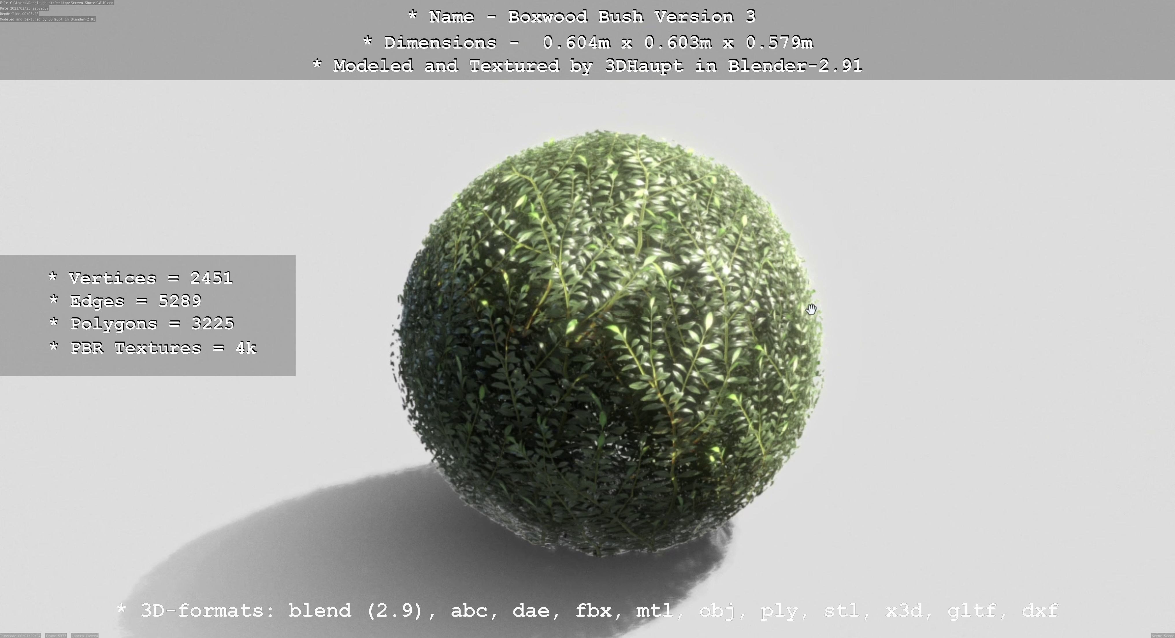 Low-Poly Boxwood Bush Version 3 Low-poly 3D model_59