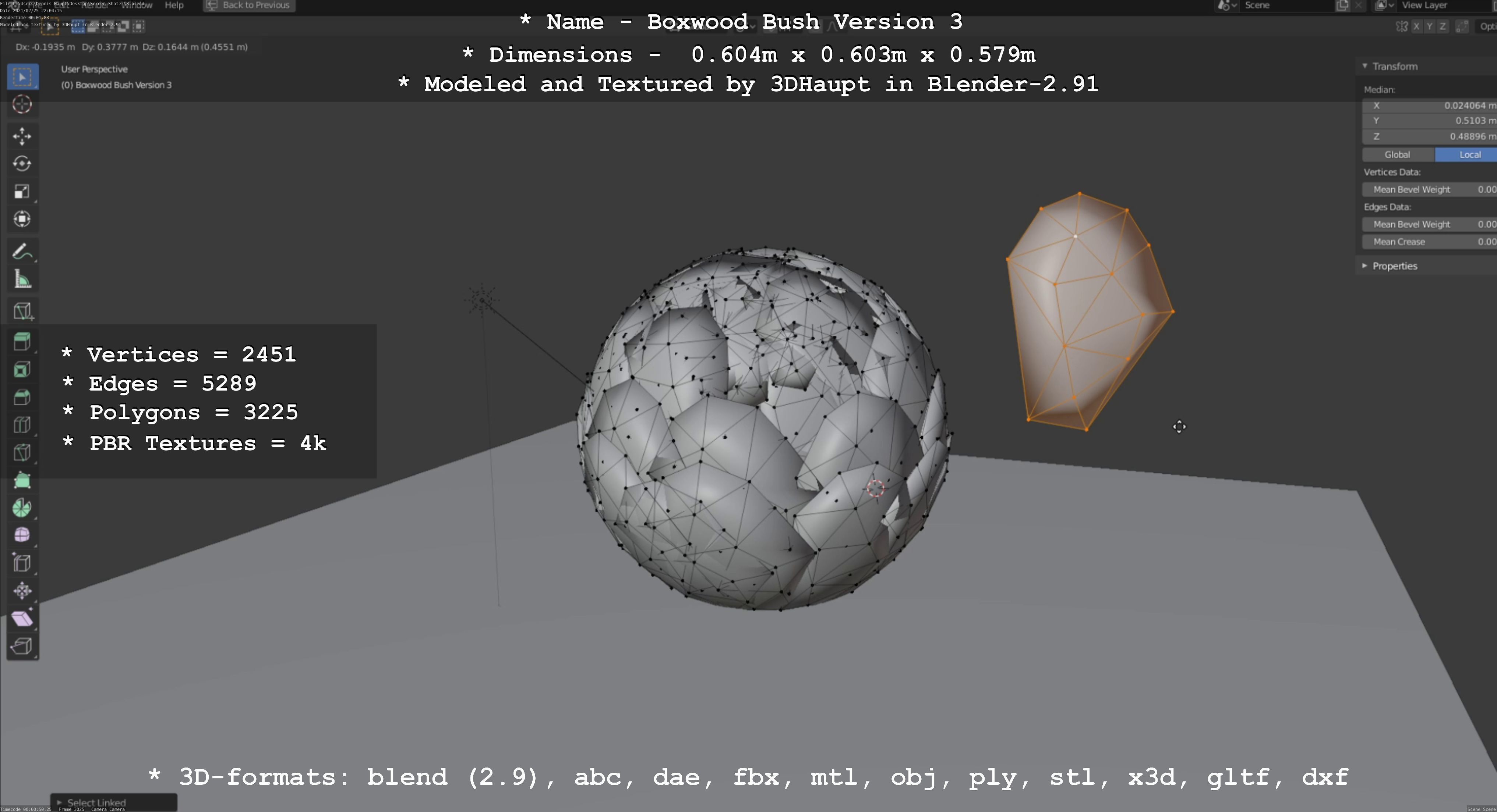 Low-Poly Boxwood Bush Version 3 Low-poly 3D model_123