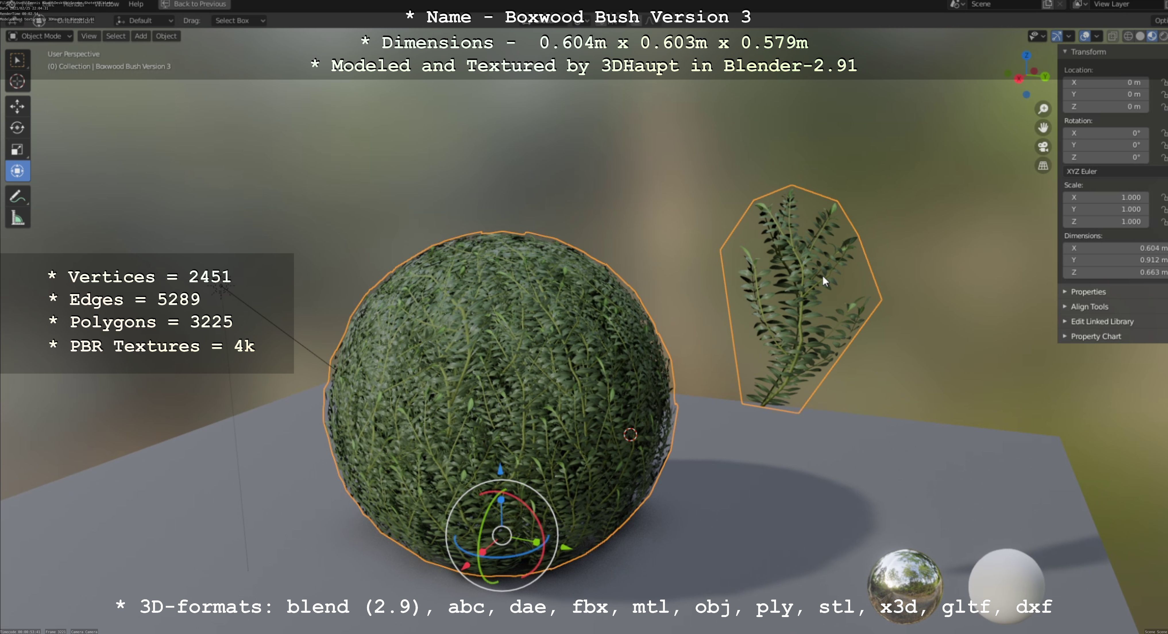 Low-Poly Boxwood Bush Version 3 Low-poly 3D model_44