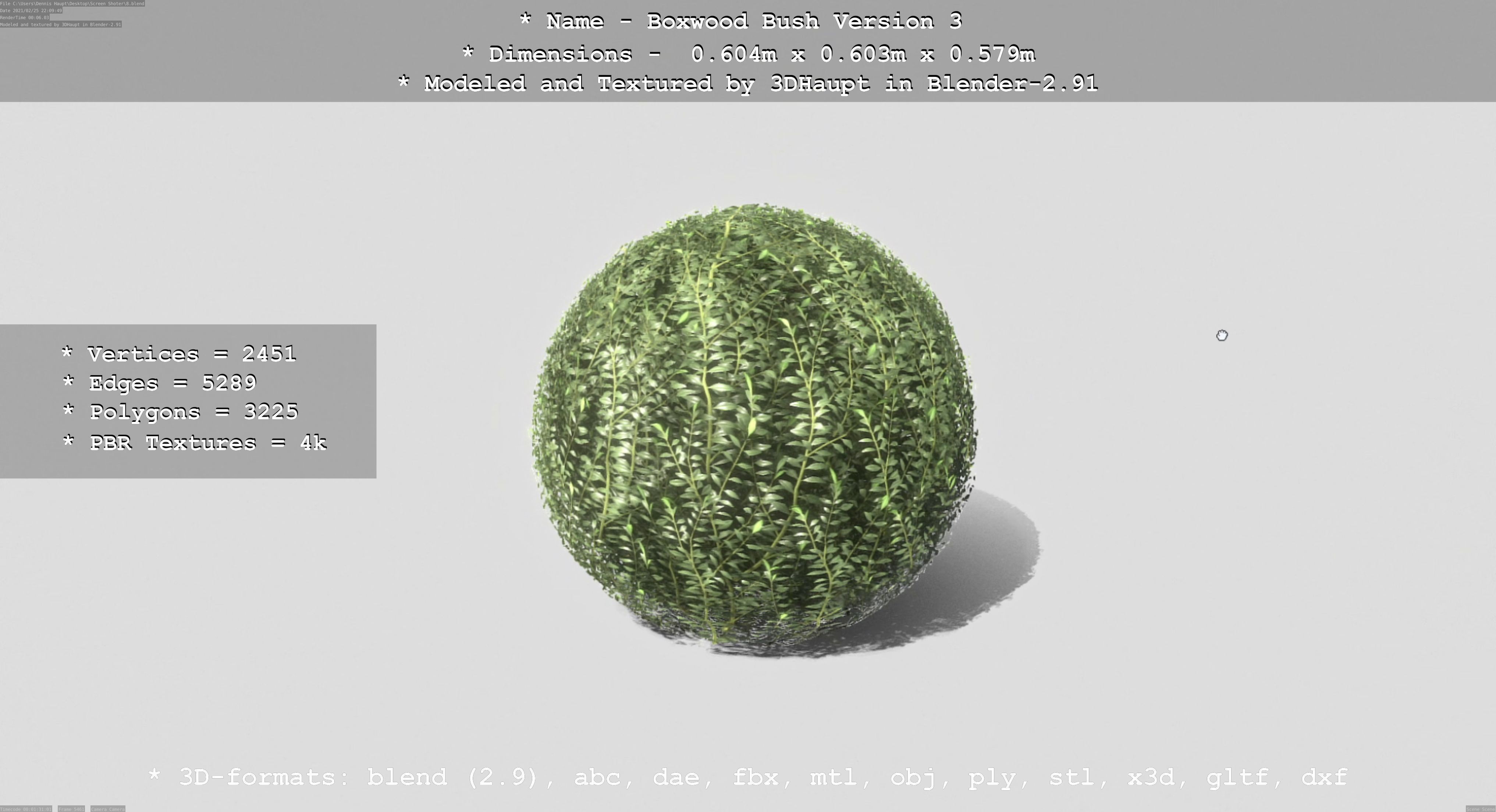 Low-Poly Boxwood Bush Version 3 Low-poly 3D model_60