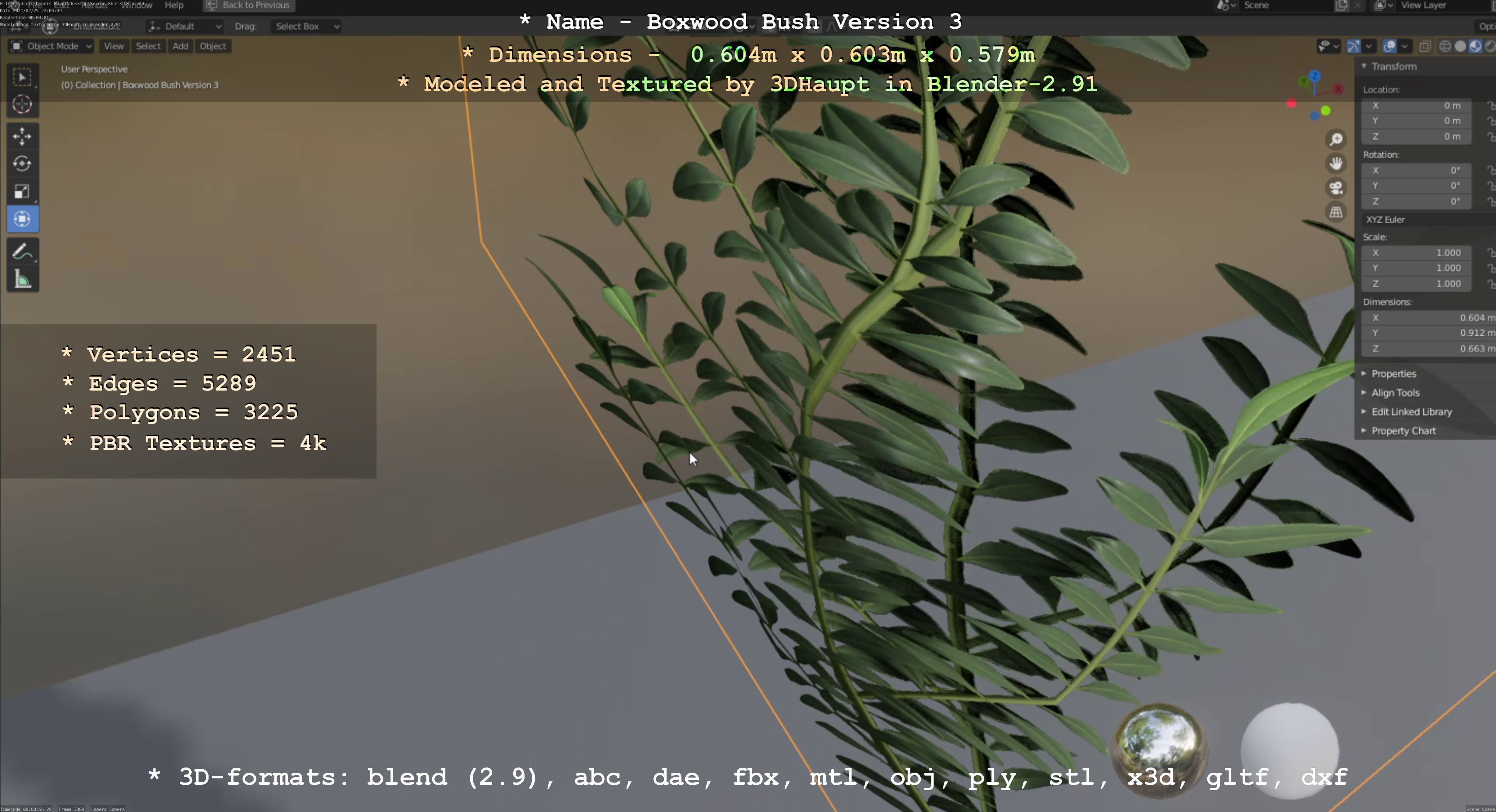 Low-Poly Boxwood Bush Version 3 Low-poly 3D model_47