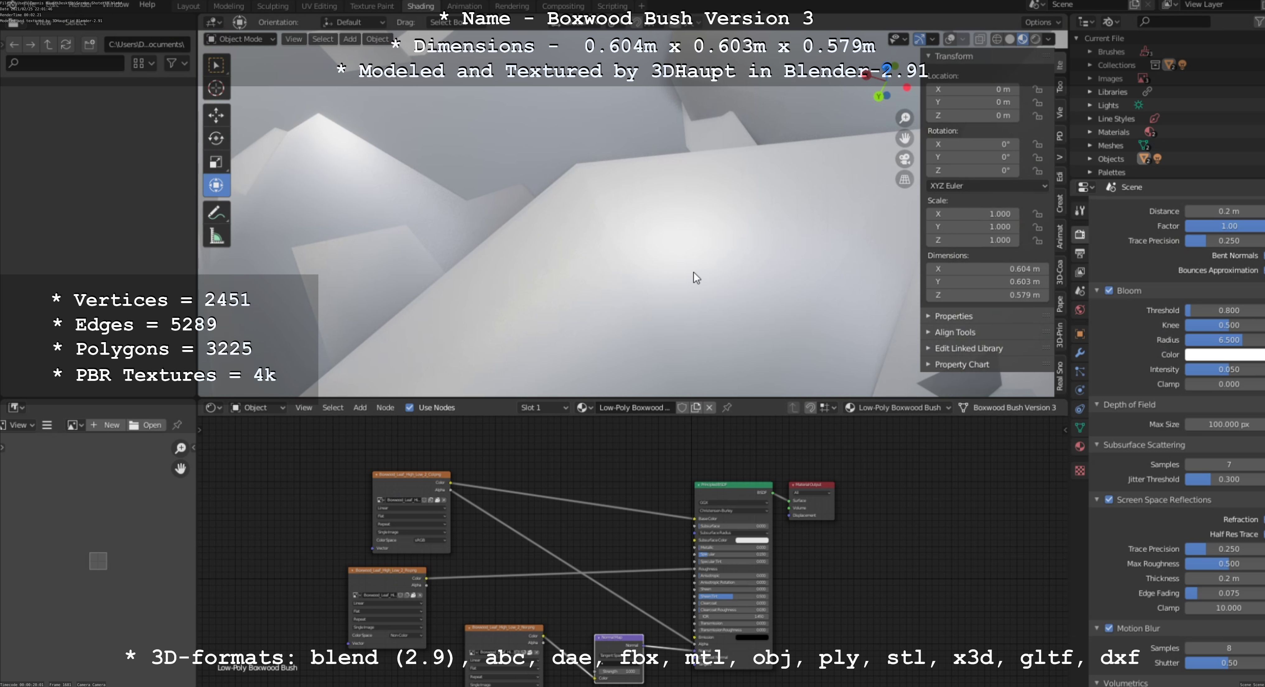 Low-Poly Boxwood Bush Version 3 Low-poly 3D model_101