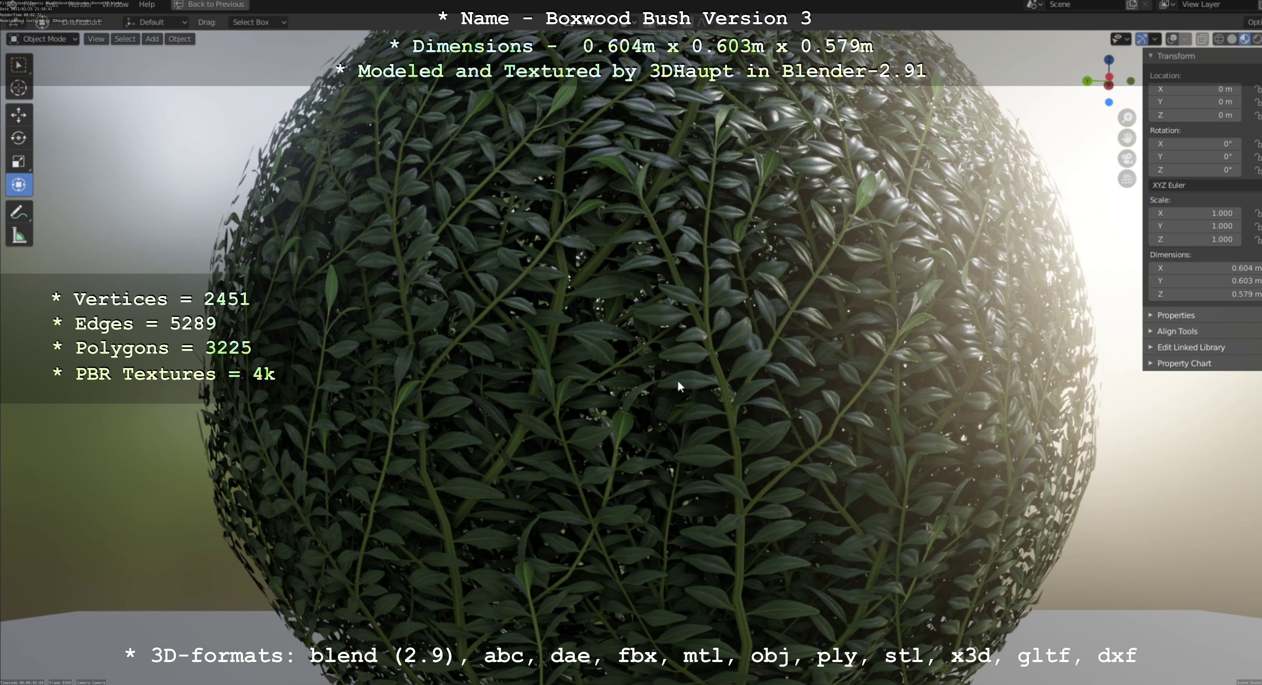 Low-Poly Boxwood Bush Version 3 Low-poly 3D model_31