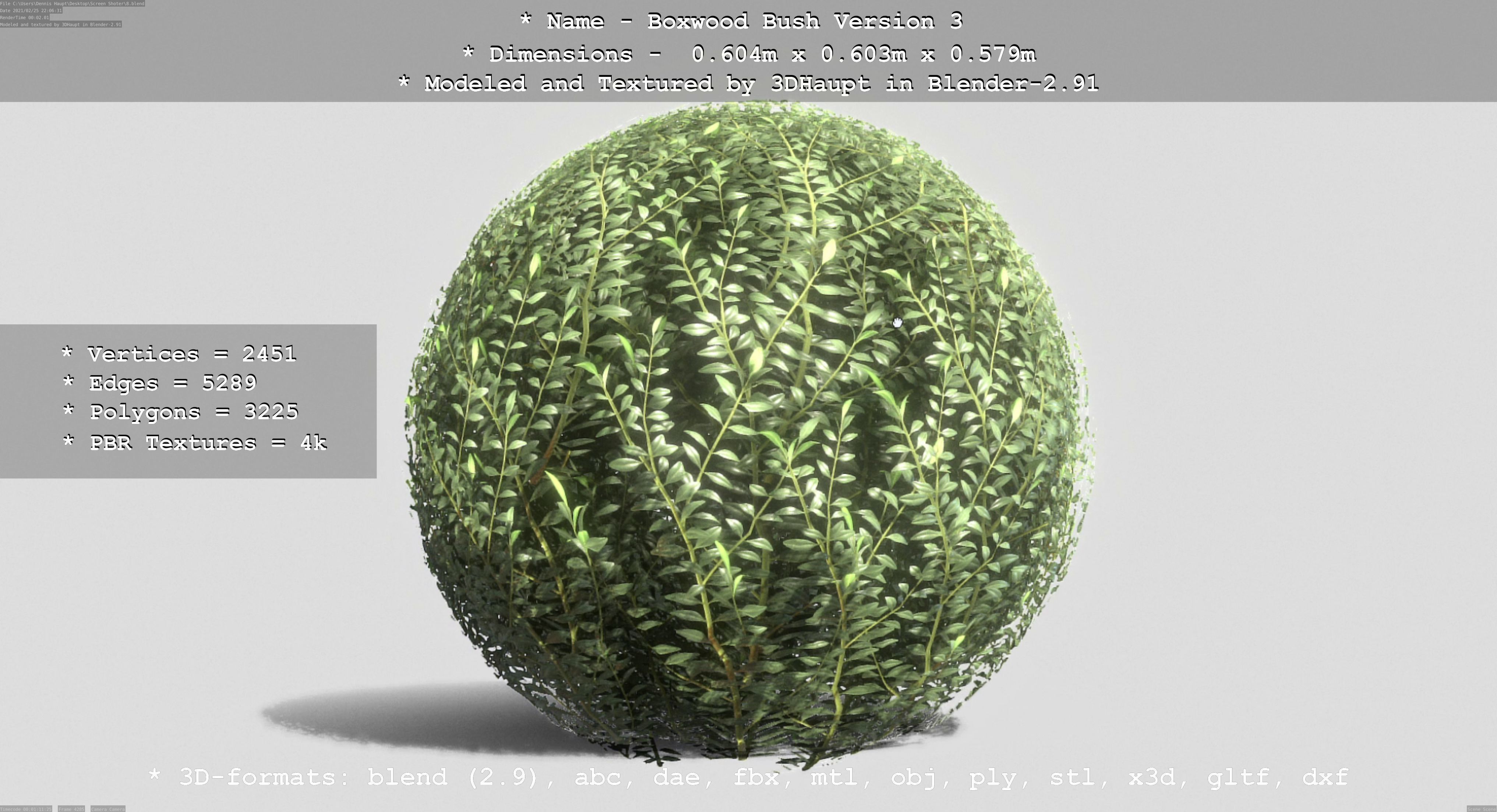 Low-Poly Boxwood Bush Version 3 Low-poly 3D model_87