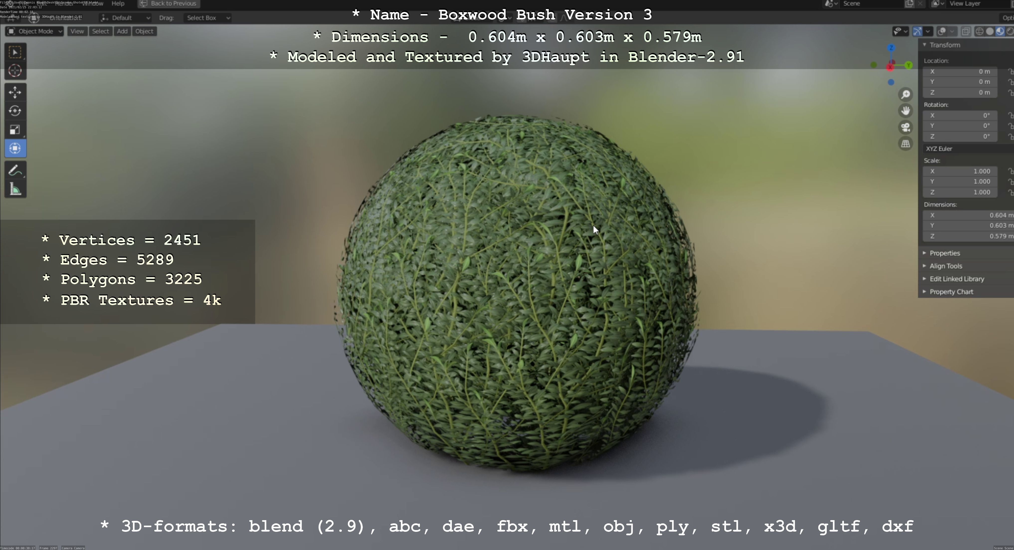 Low-Poly Boxwood Bush Version 3 Low-poly 3D model_111