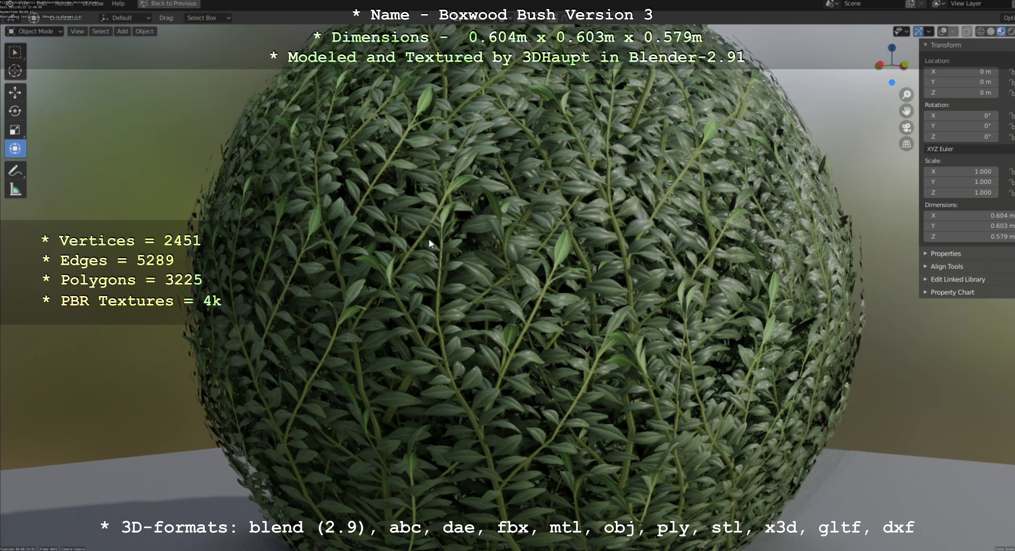 Low-Poly Boxwood Bush Version 3 Low-poly 3D model_93