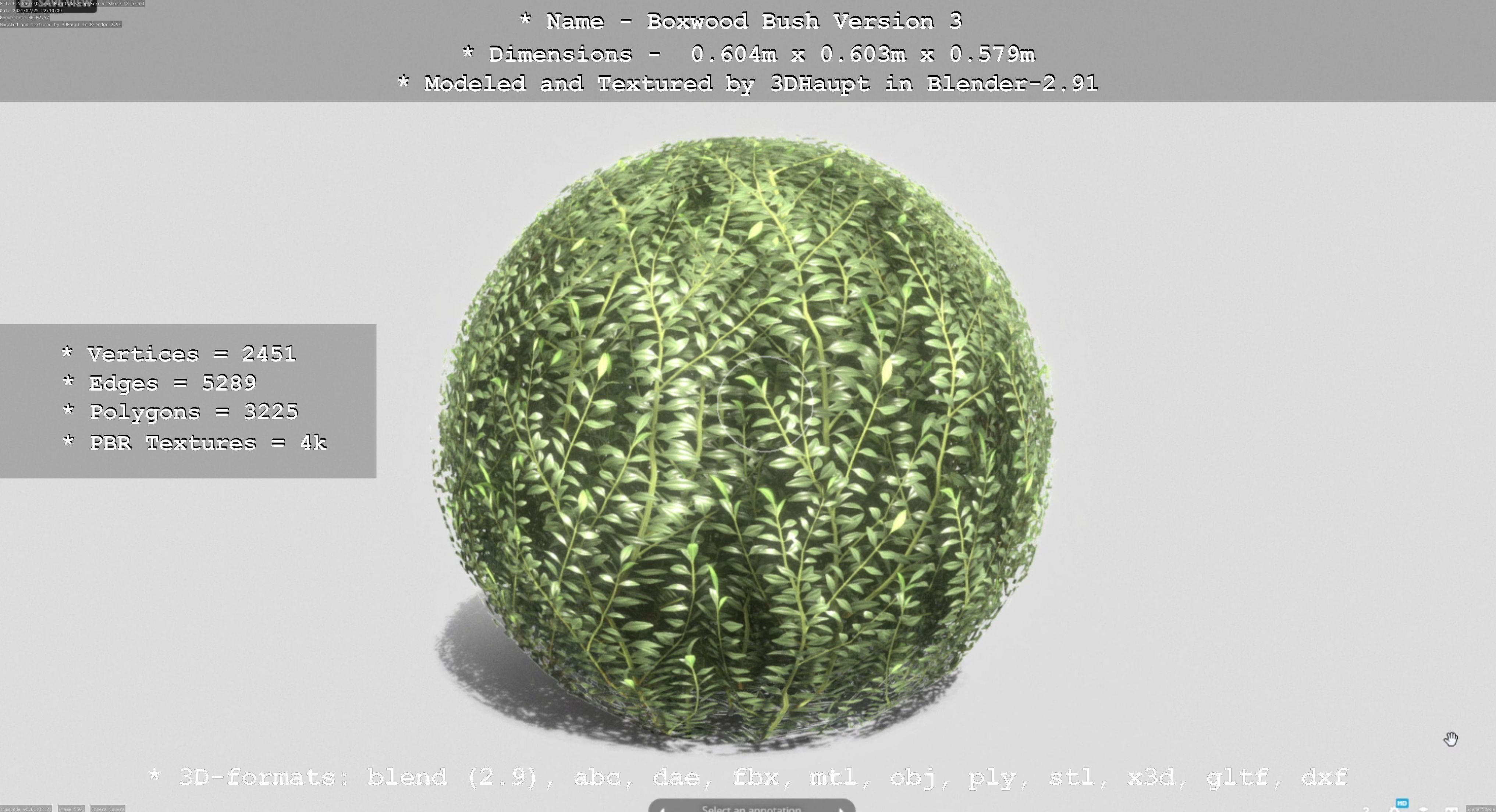Low-Poly Boxwood Bush Version 3 Low-poly 3D model_62