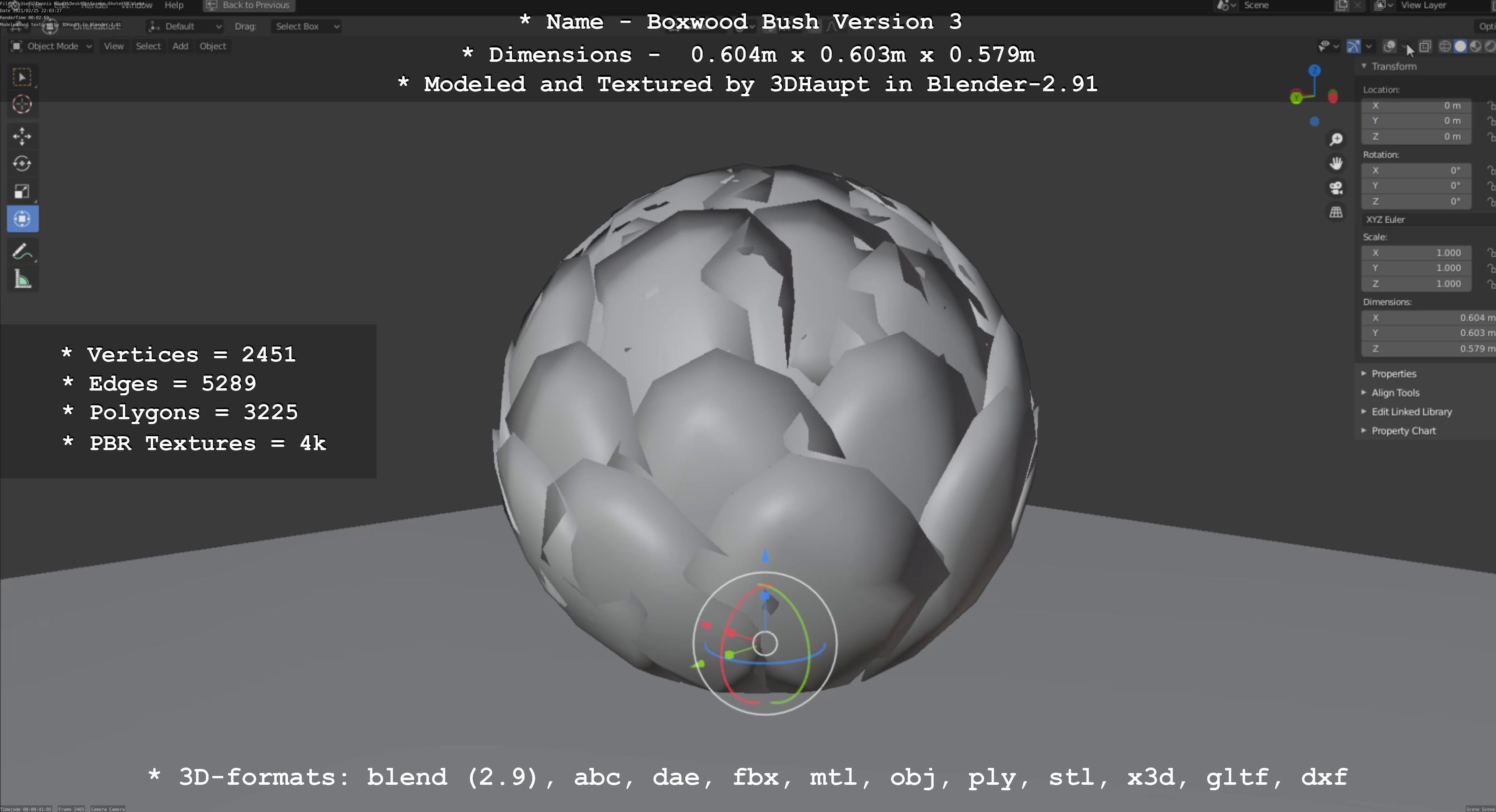 Low-Poly Boxwood Bush Version 3 Low-poly 3D model_114