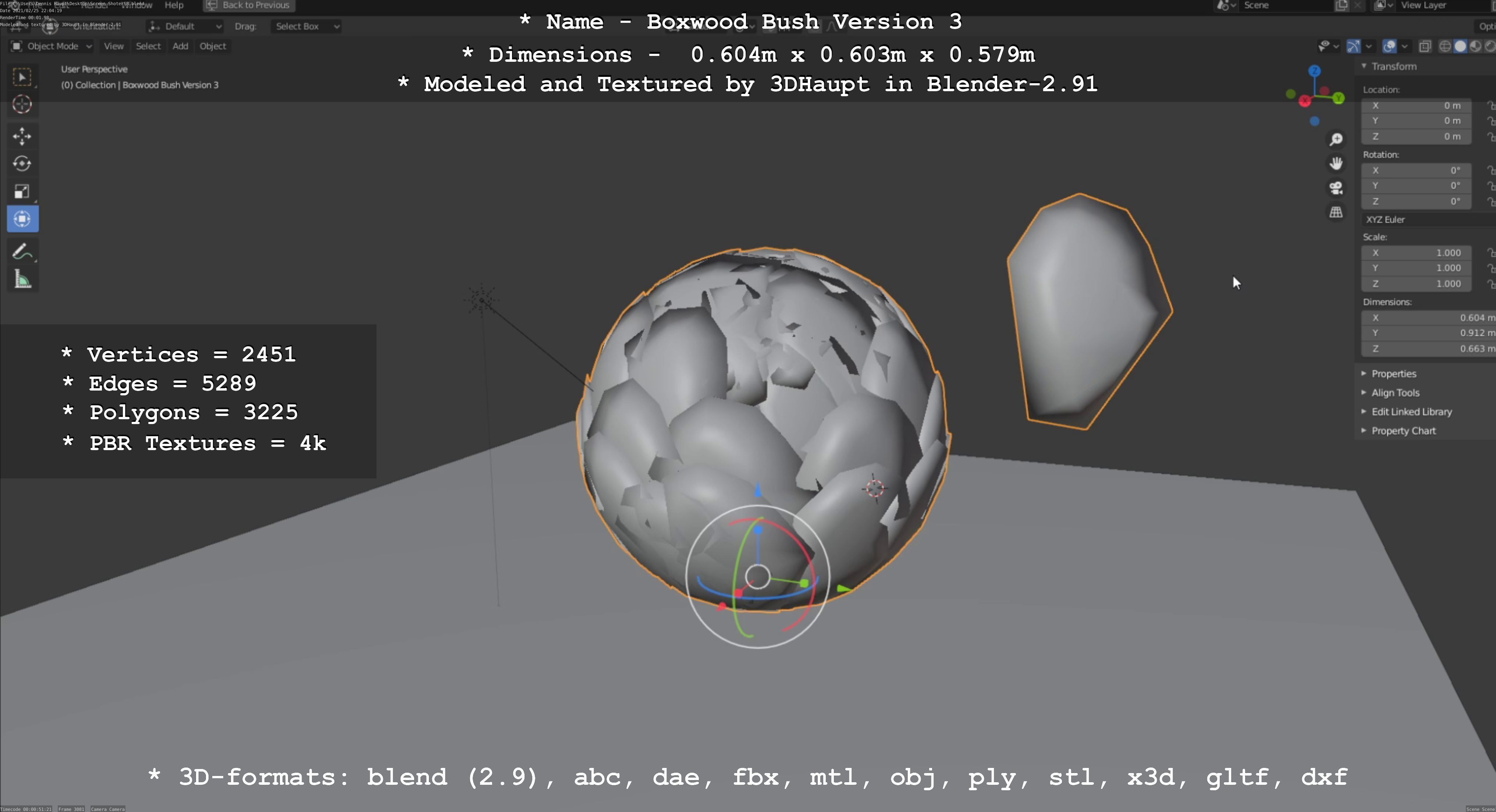 Low-Poly Boxwood Bush Version 3 Low-poly 3D model_124