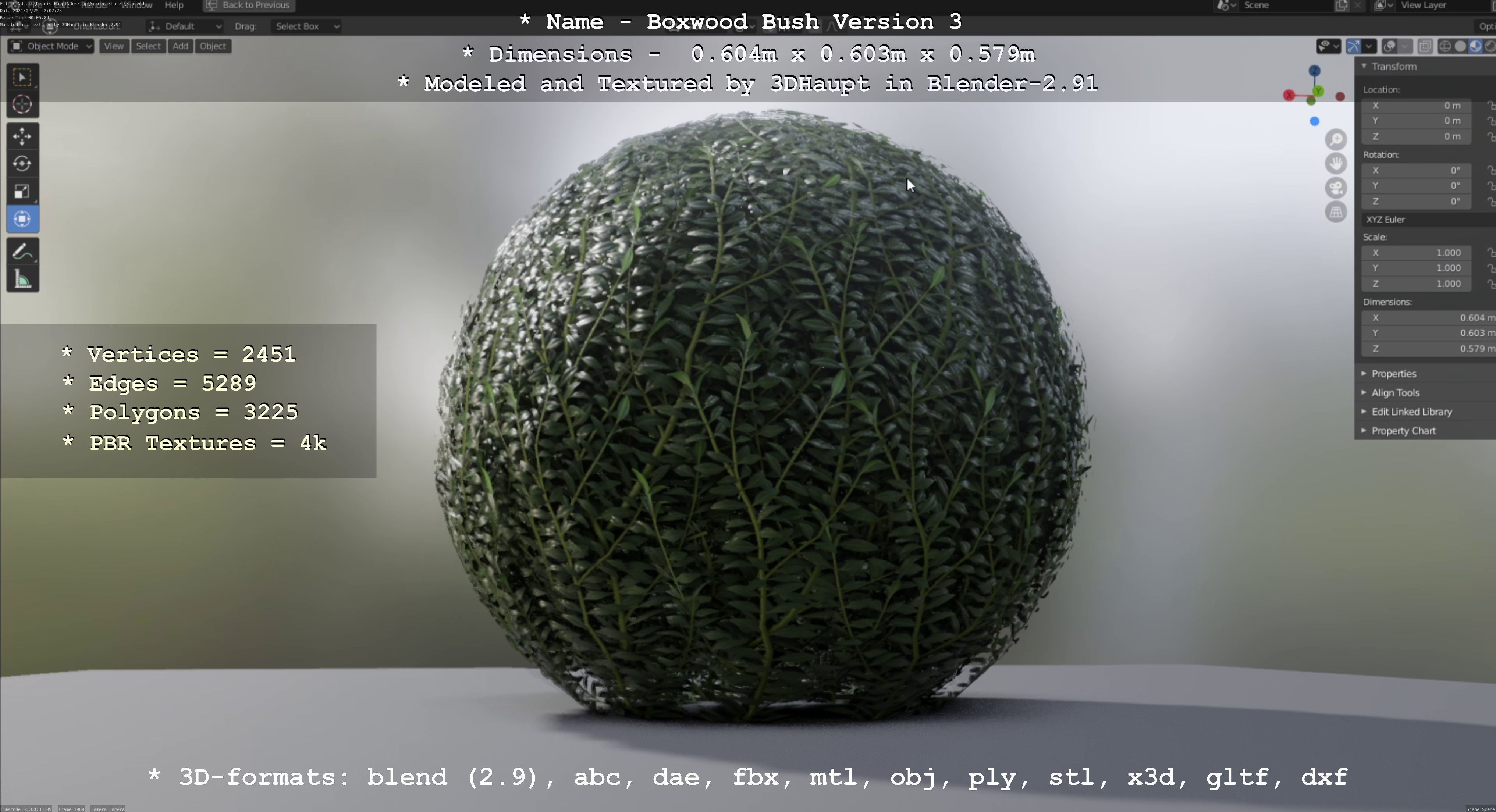 Low-Poly Boxwood Bush Version 3 Low-poly 3D model_41